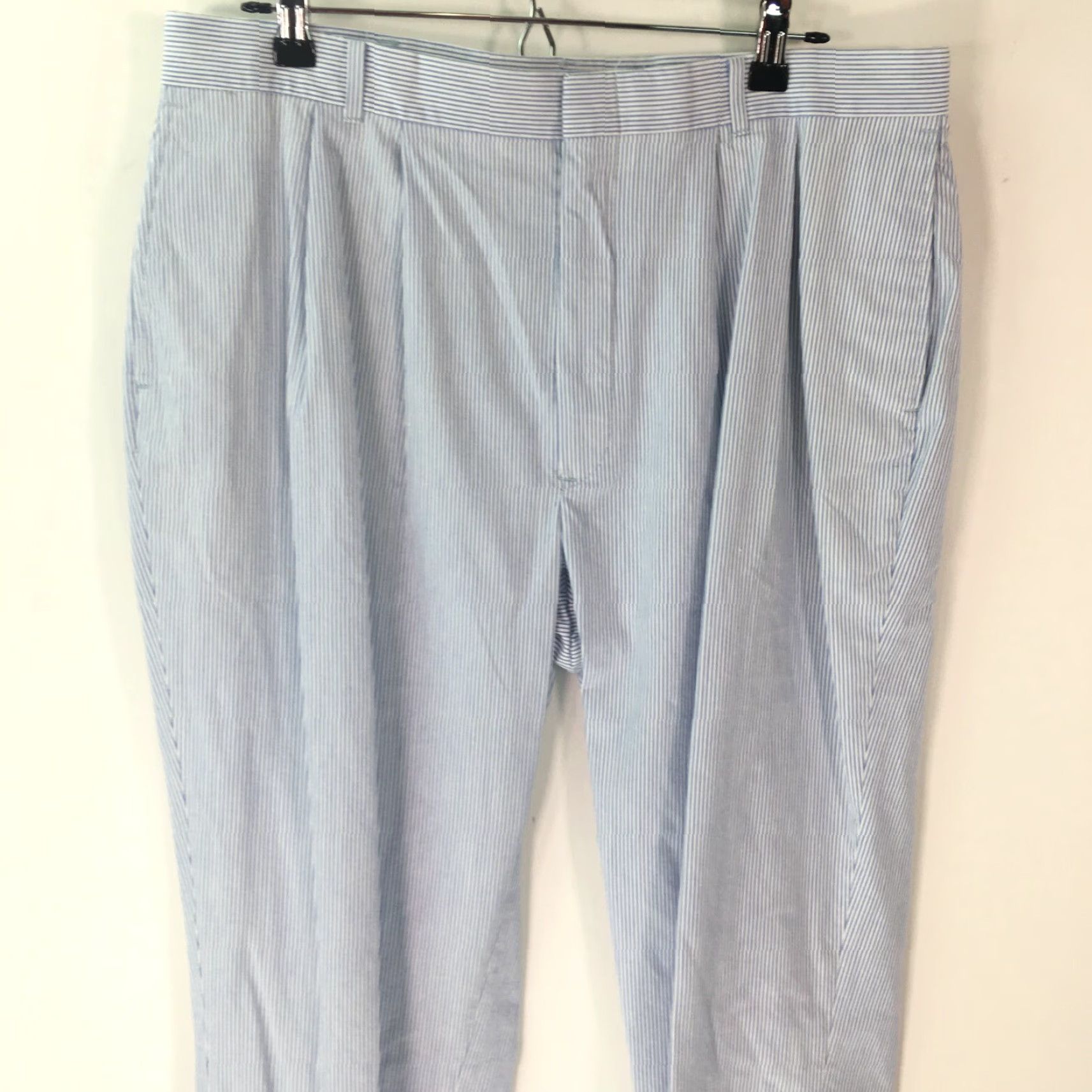 Vintage Mens Casual Dress Pants Striped Blue Pleated Front Straight Leg Size 36 X33 Size US 36 / EU 52 - 2 Thumbnail