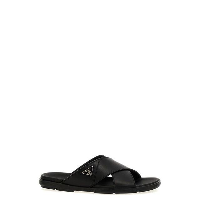 Prada PRADA Black Crisscross Slides New & Authentic (Men's size:7; Size US 7 / EU 40 - 1 Thumbnail