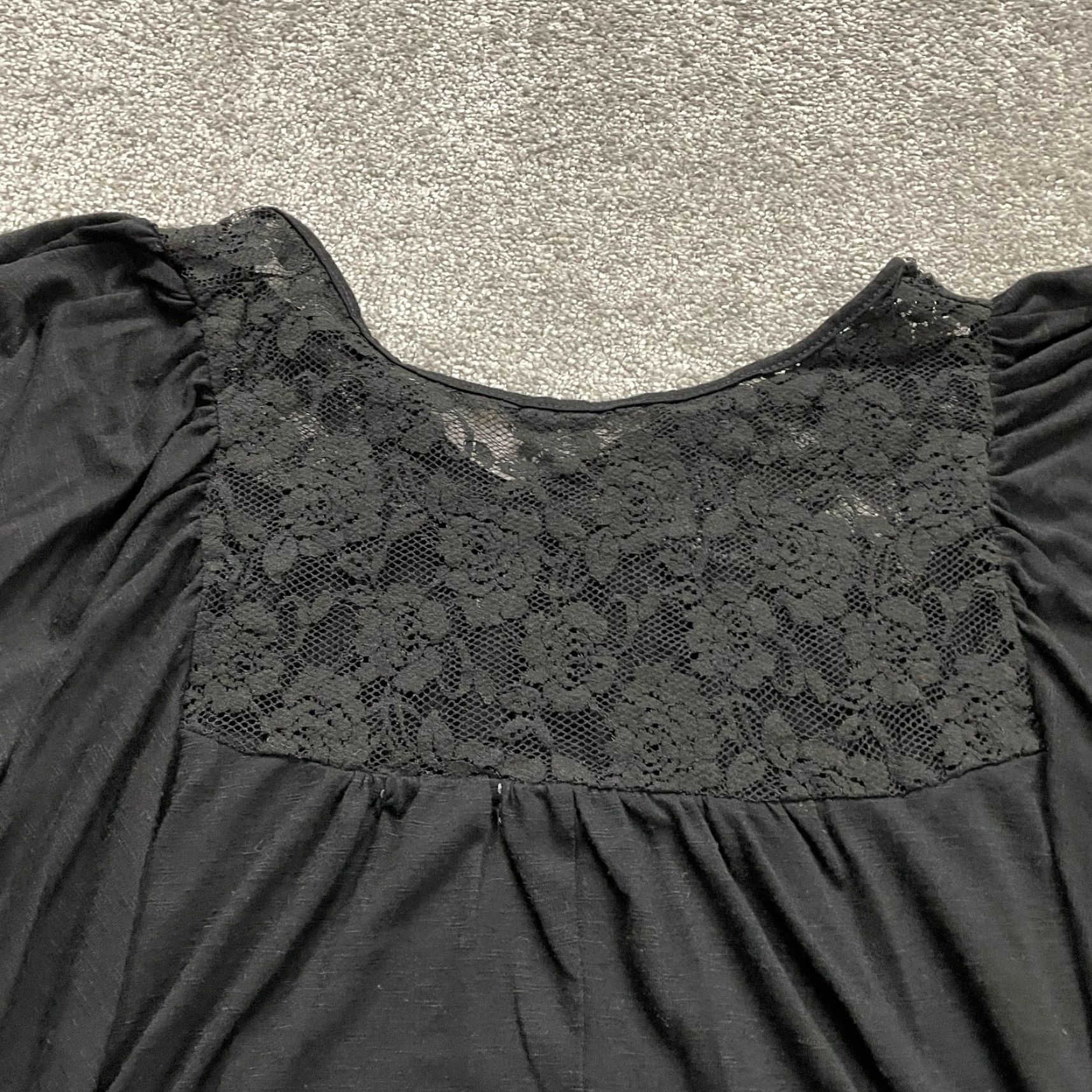 Vintage Paper Tee Blouse Shirt Womens XL Black Dolman Sleeve Lace Rayon Knit Casual Stretch Size XL / US 12-14 / IT 48-50 - 3 Thumbnail