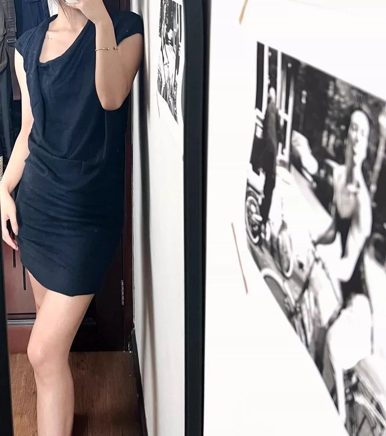 Helmut Lang HELMUT LANG sizeP Irregular wool dark blue dress Size XS / US 0-2 / IT 36-38 - 6 Thumbnail