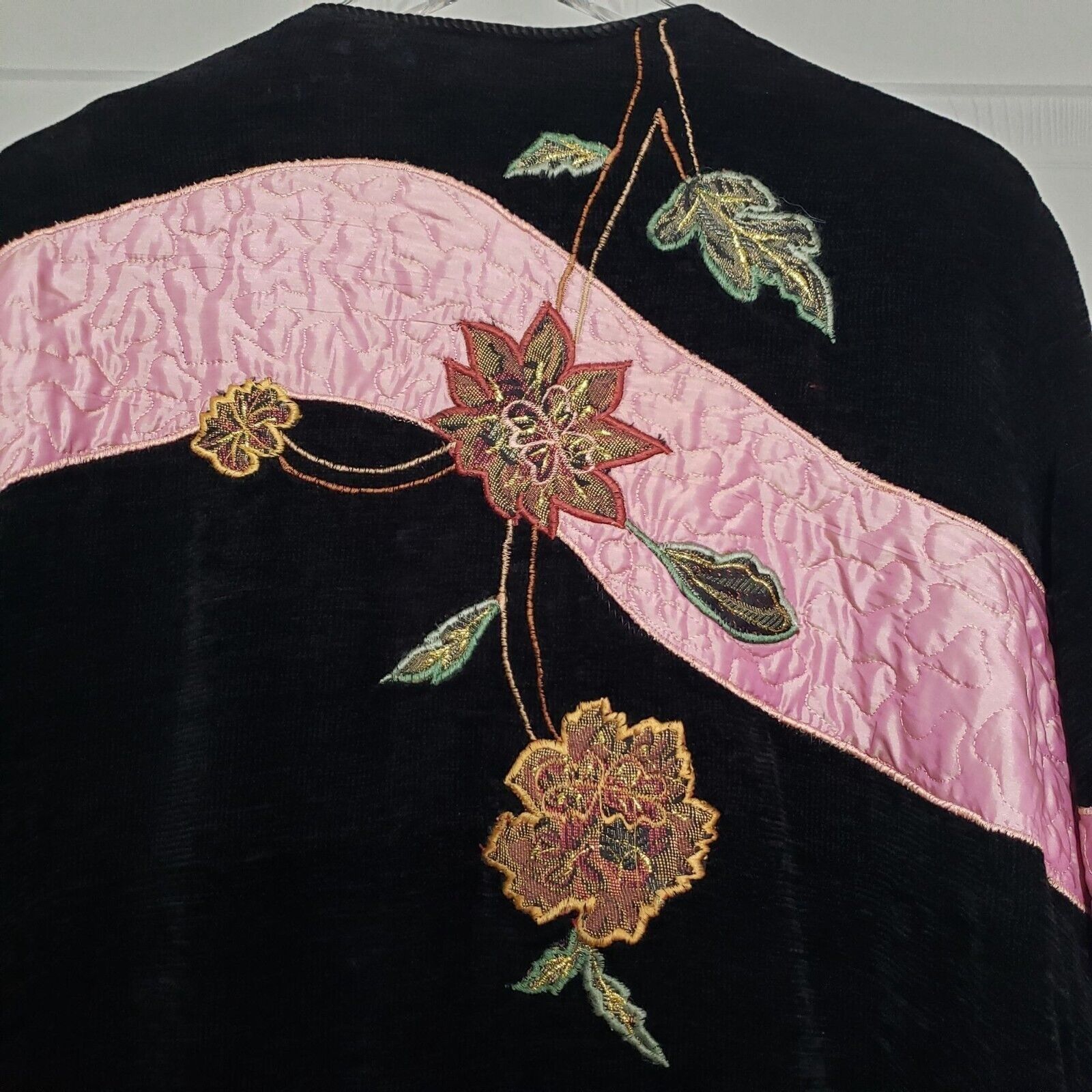 Designer Indigo Moon Embroidered Floral Jacket Womens Sz 1X Black Art Size XL / US 12-14 / IT 48-50 - 6 Thumbnail