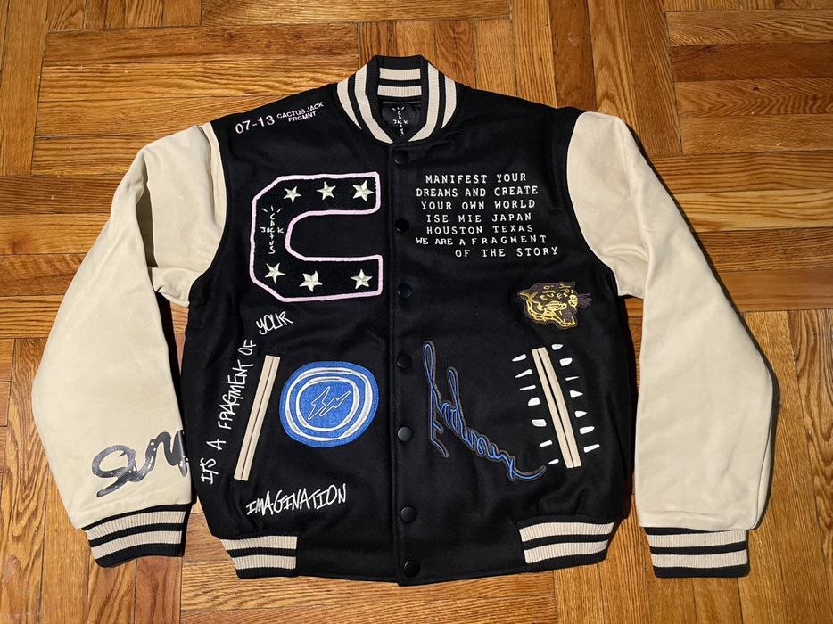 From Another - This Travis Scott x Fragment letterman jacket is