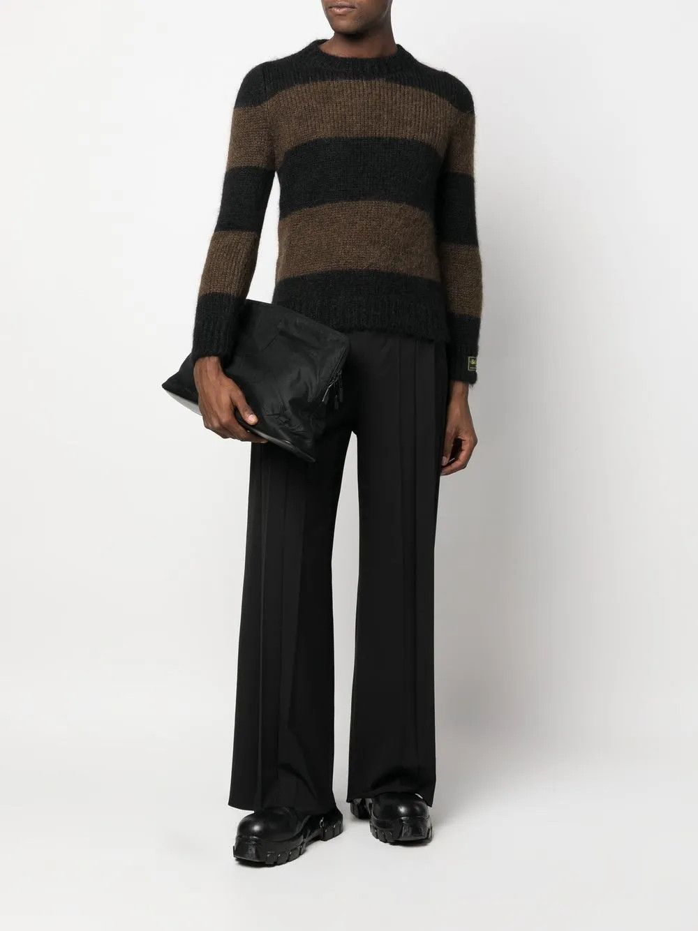 Raf Simons o1y0325 Logo Crewneck Sweater in Black/Brown Size US M / EU 48-50 / 2 - 5 Thumbnail