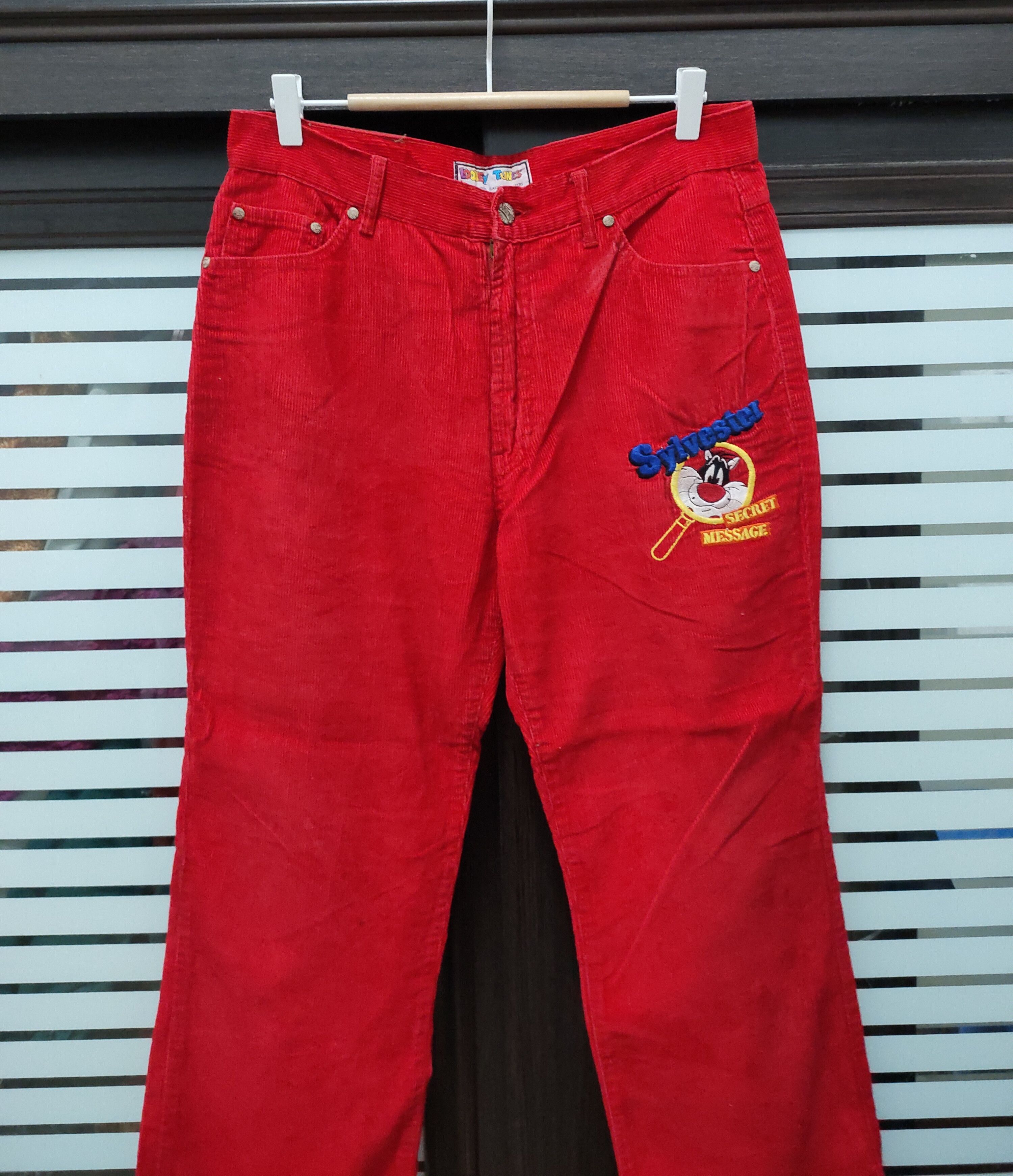 Vintage 💥 Looney Tunes Sylvester Corduroy Pants 💥 Size US 32 / EU 48 - 1 Thumbnail