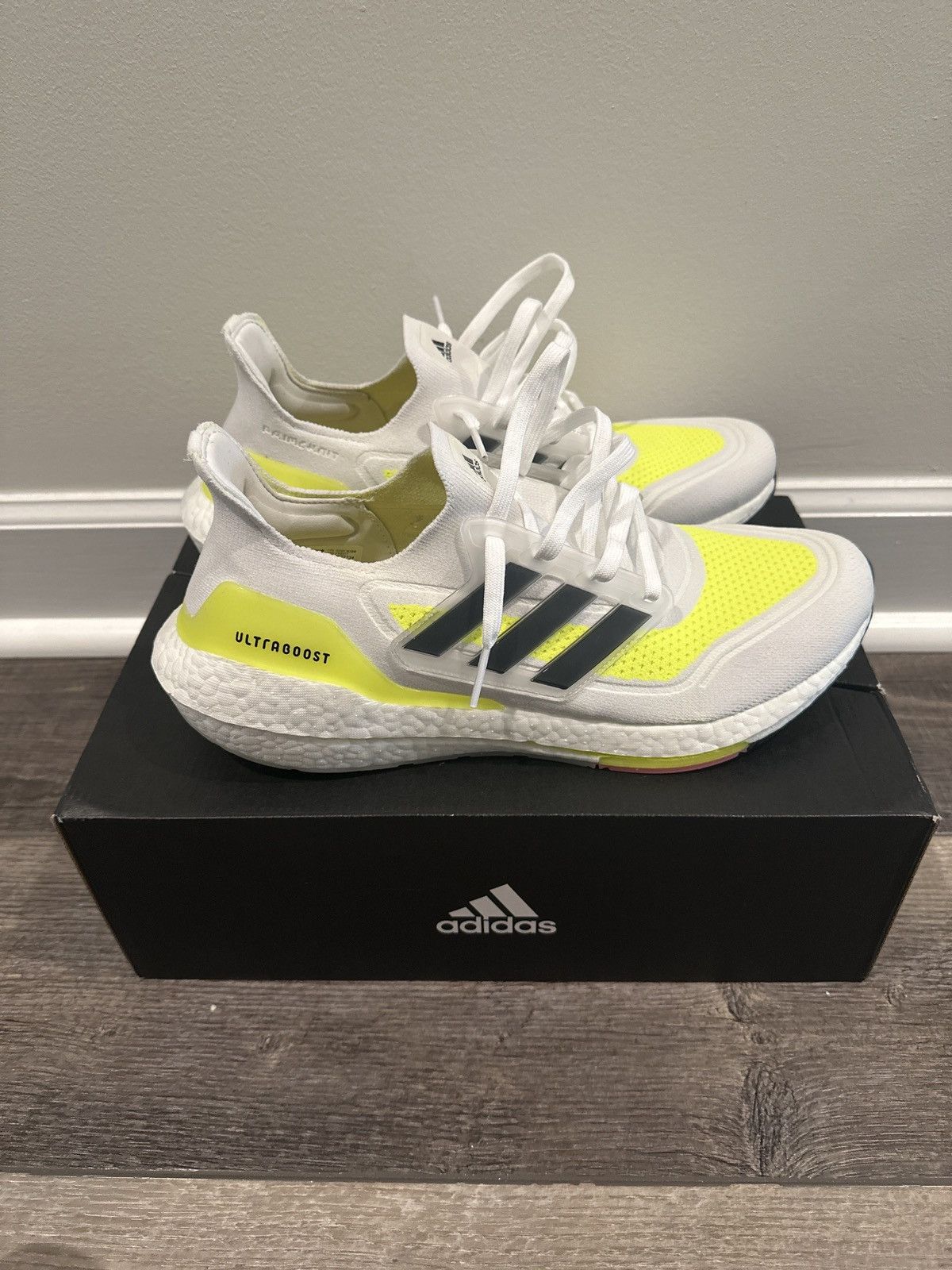 image of Adidas Ultraboost 21 Shoes in White, Men's (Size 11)