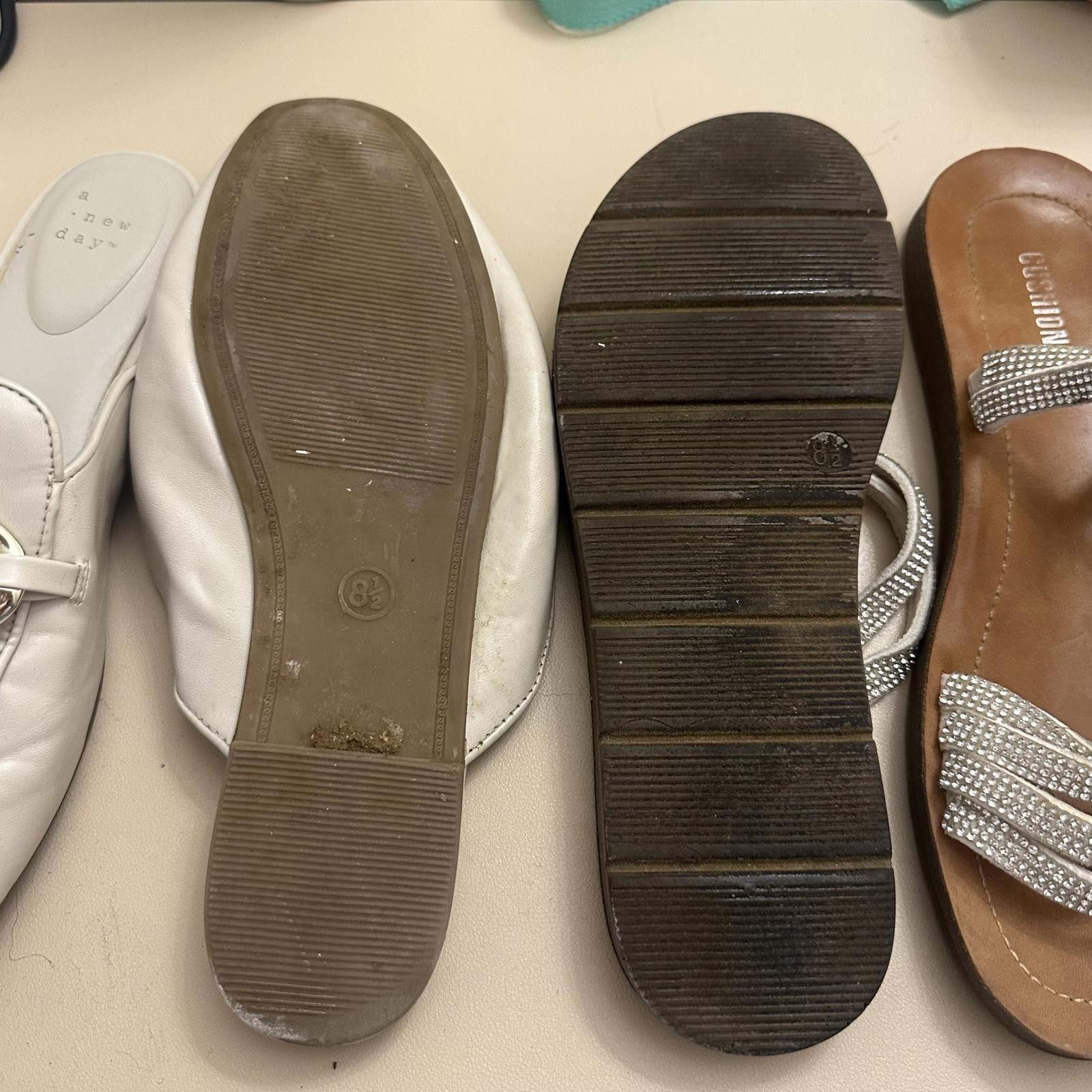Designer 3 Chic Ladies Sandals - White Mules and Beaded Flip Flops Size US 8.5 / IT 38.5 - 3 Thumbnail