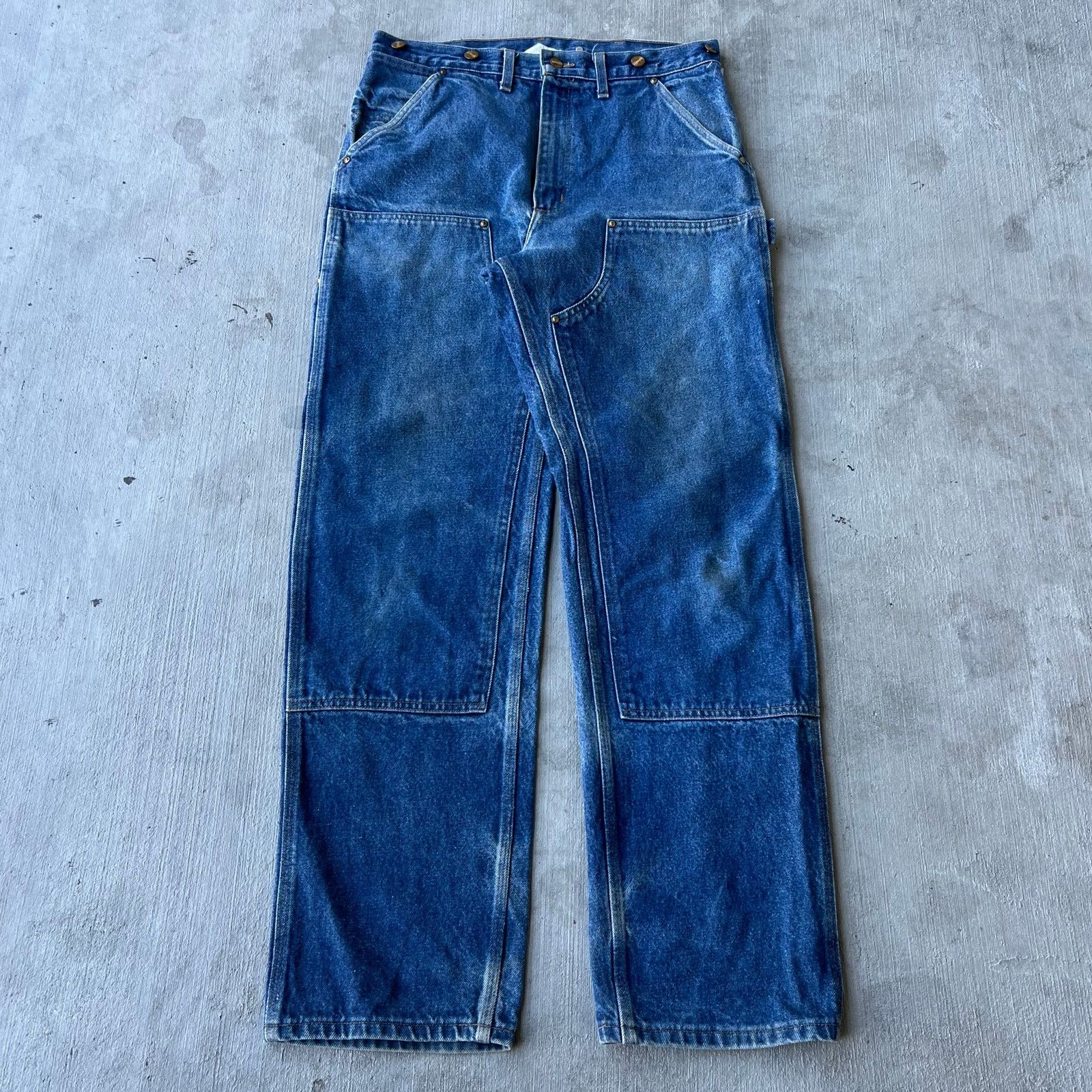 Carhartt × Vintage Vintage Carhartt blue denim jeans double knee work pants Size US 32 / EU 48 - 1 Thumbnail