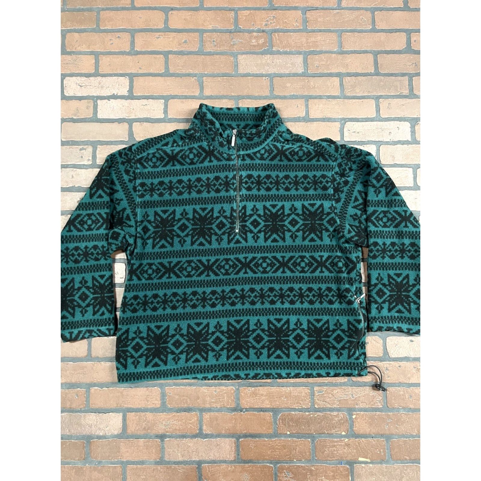 Eddie Bauer Eddie Bauer Pullover 1/4 Zip Jacket Fleece Fair Isle Green Mexico Vintage Men XL Size US XL / EU 56 / 4 - 2 Thumbnail