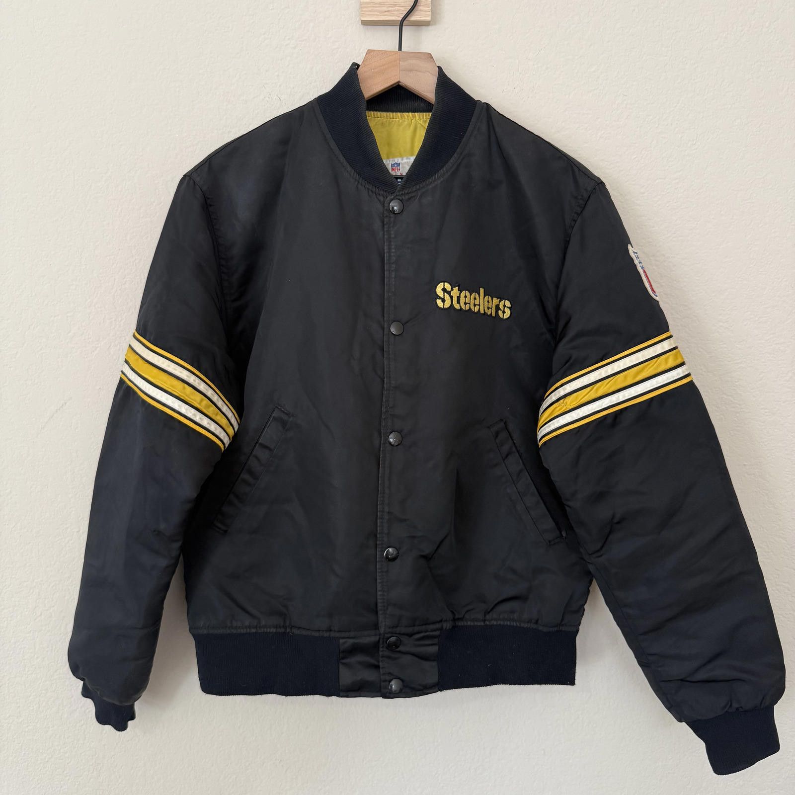 Starter Jacket Men's M Black Steelers VTG 80s NFL Rare