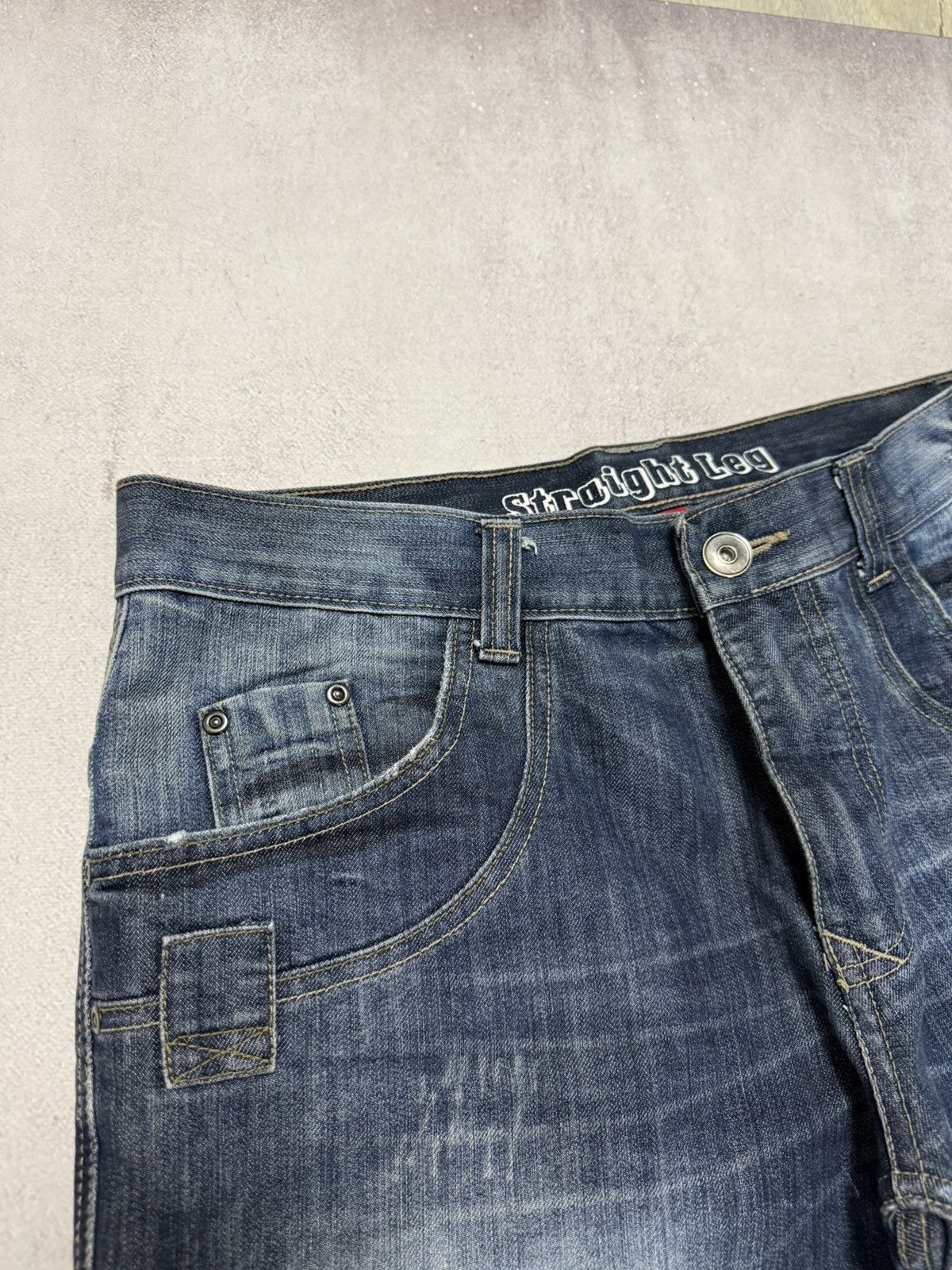 Japanese Brand SICK🚨 Japanese Straight Baggy Wash Denim Pants Y2K Rap 90s Size US 36 / EU 52 - 11 Thumbnail