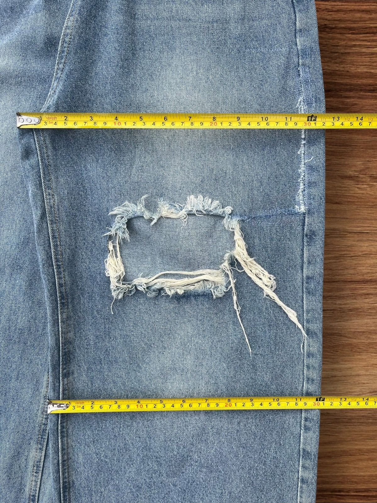 Japanese Brand Vintage Japanese Brand Blue Washed Wide Leg Distressed Jeans Size US 28 / EU 44 - 11 Thumbnail
