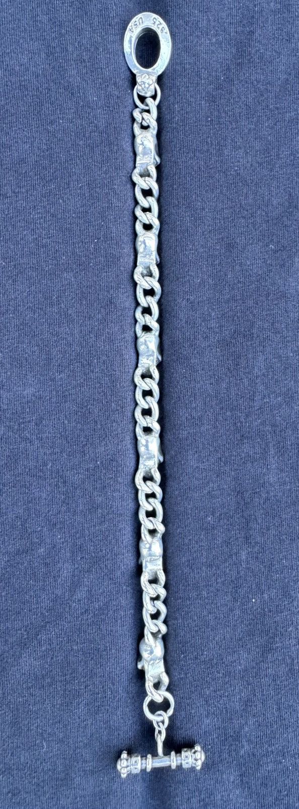 King Baby Studio KING BABY STUDIO 9" Small Skull Link Bracelet - .925 Silver Size ONE SIZE - 10 Thumbnail