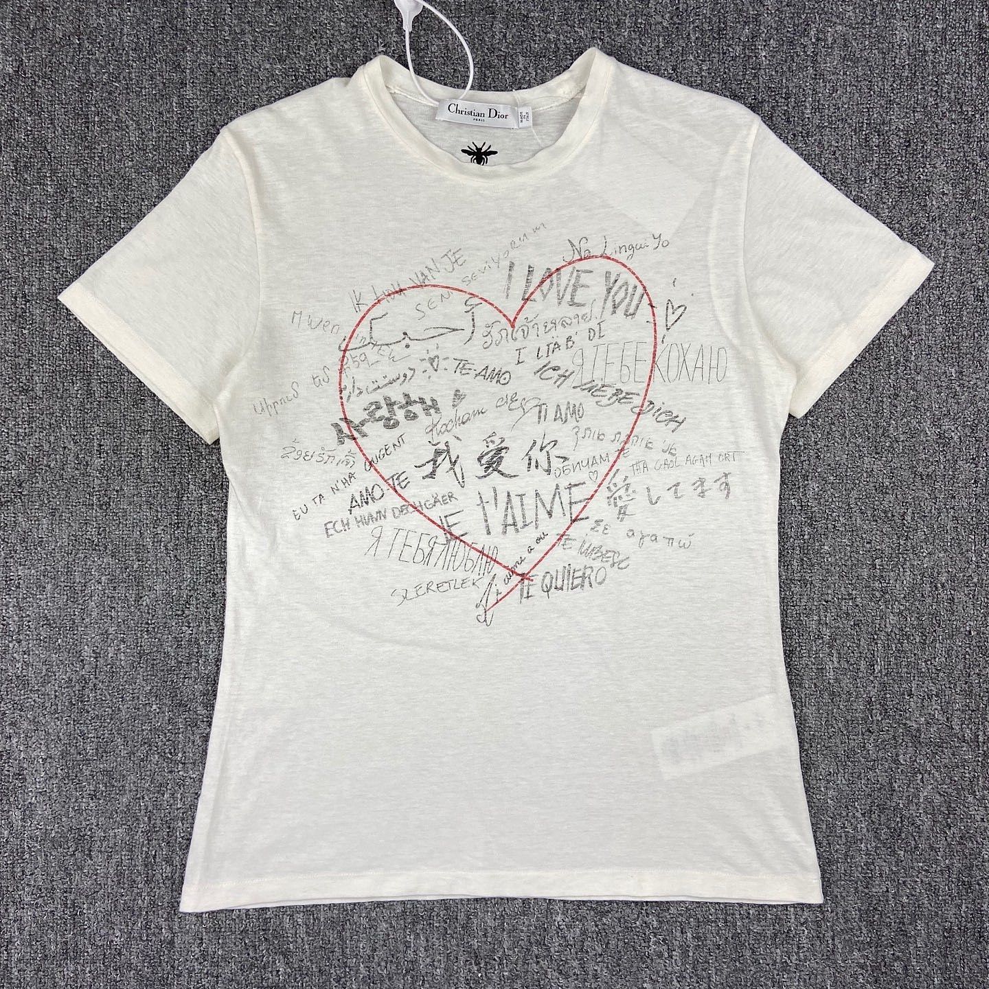 Dior Dior Heart Print Short Sleeve T-Shirt XS Size XS / US 0-2 / IT 36-38 - 1 Thumbnail
