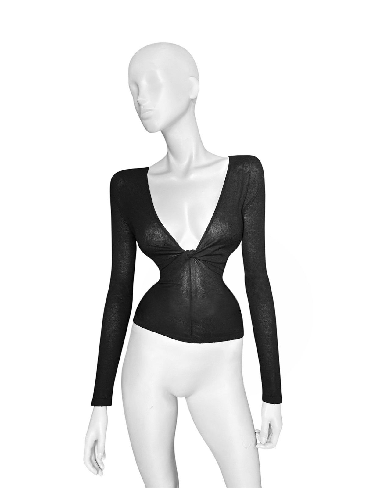 Gucci Runway Gucci by Tom Ford Draped Semi Sheer Cashmere Blouse Size M / US 6-8 / IT 42-44 - 2 Thumbnail