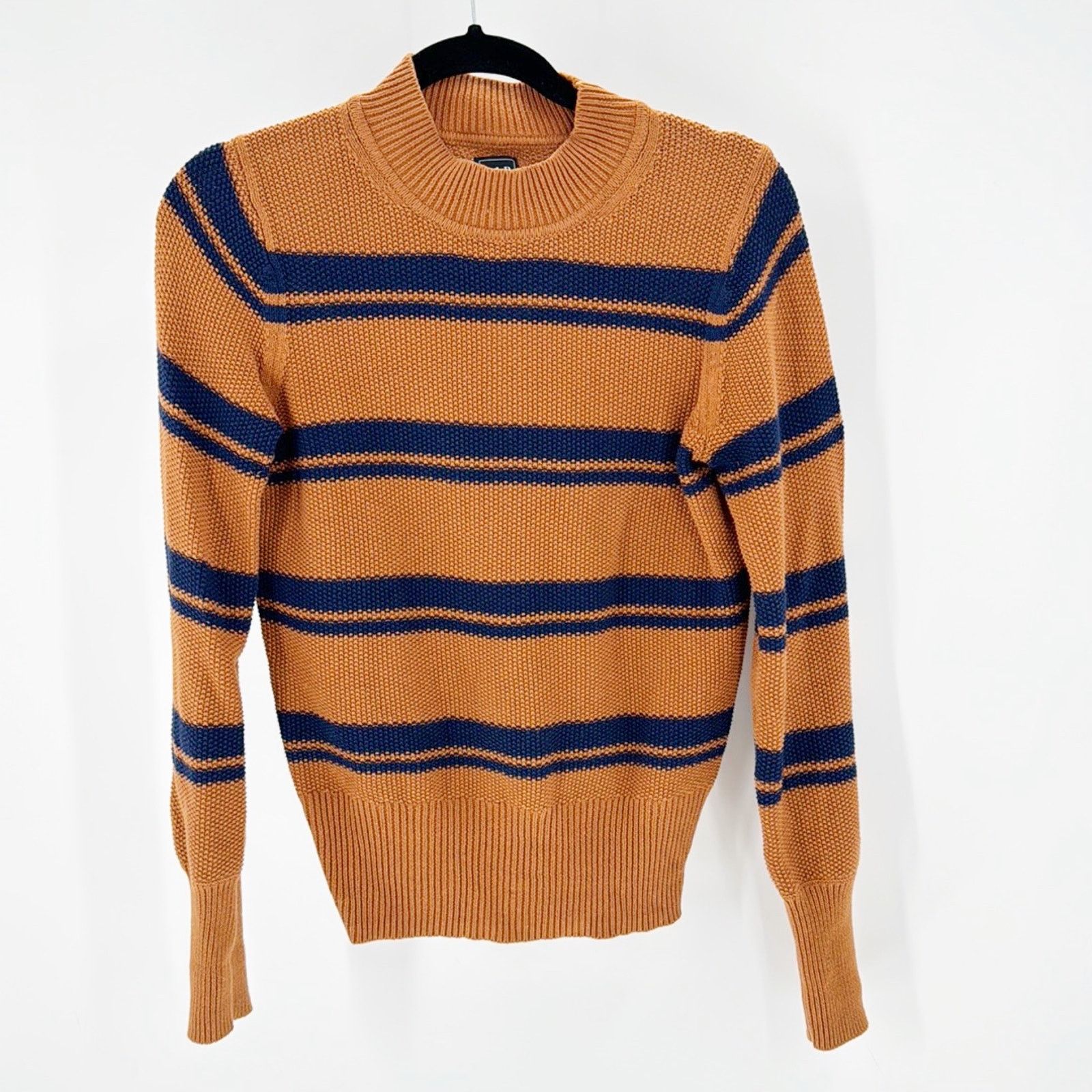 Gap GAP mock neck brown blue textured sweater nautical fall Size S / US 4 / IT 40 - 3 Thumbnail