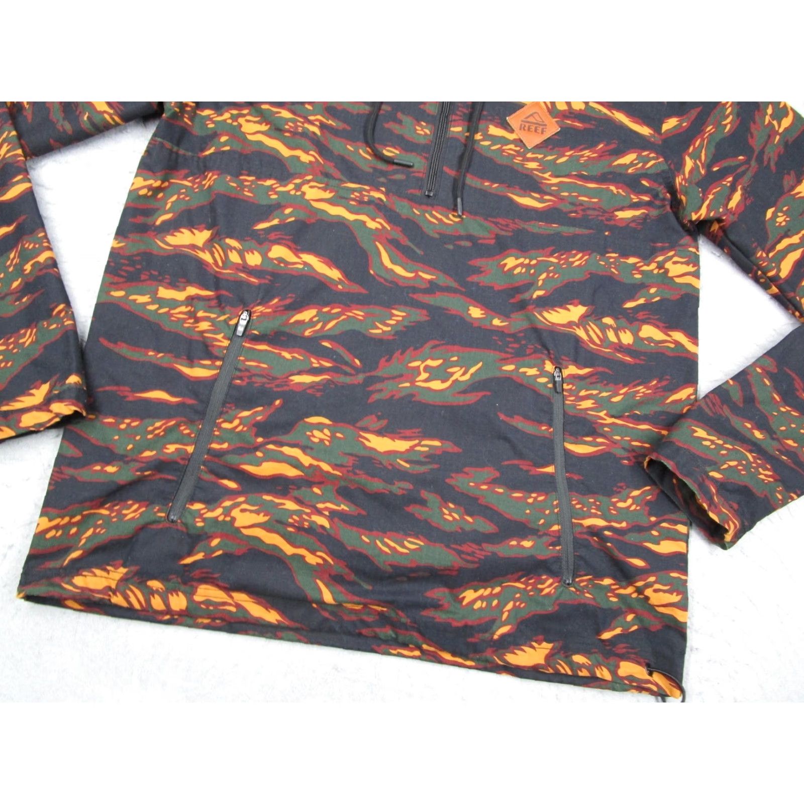 REEF Reef Jacket Mens Small Black Tiger Camo Hooded 1/4 Zip Anorak Pullover Size US S / EU 44-46 / 1 - 5 Thumbnail