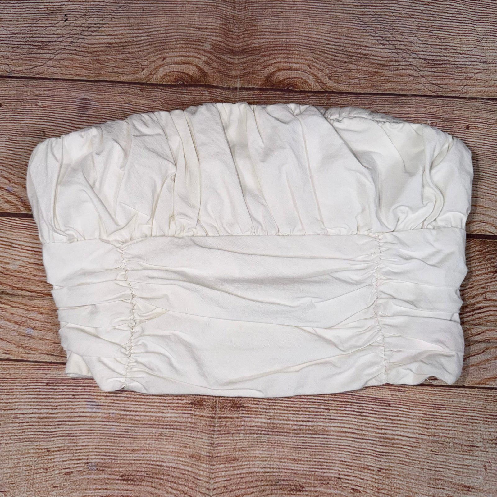 Zara Zara XS White Ruched Tube Top Size XS / US 0-2 / IT 36-38 - 1 Thumbnail