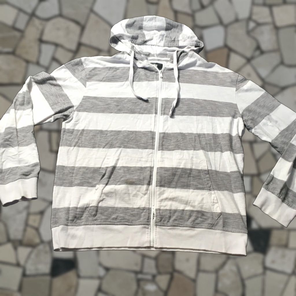 Vintage VINTAGE PJ MARK Hoodie 3XL Full Zip Hooded Gray White Striped Long Sleeve Men Shirt? Size US XXL / EU 58 / 5 - 1 Thumbnail