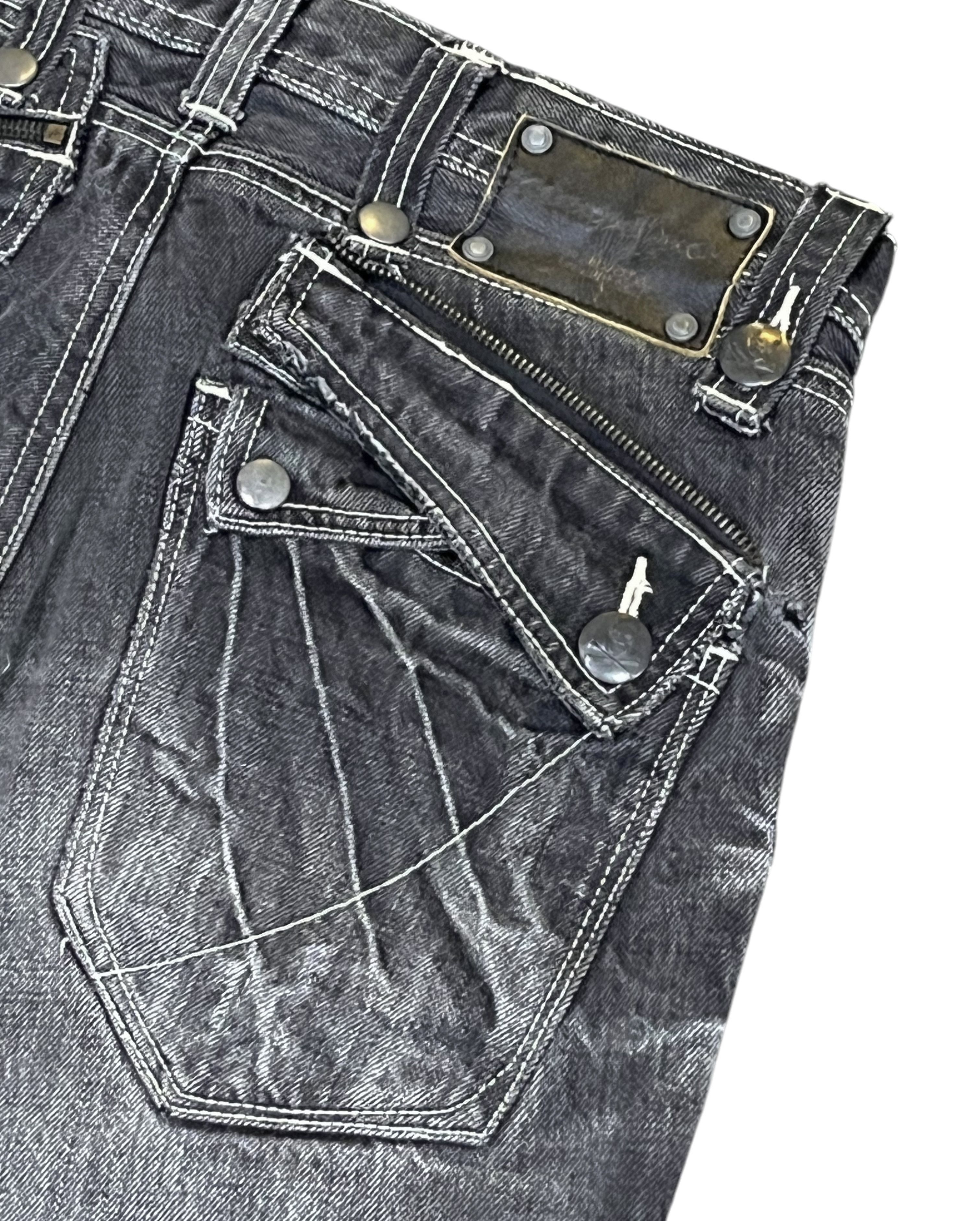 Black Label 🔥ARMY OF NO! Grunge Blow Out Knee Clawmark Distressed Denim Size US 29 - 8 Thumbnail