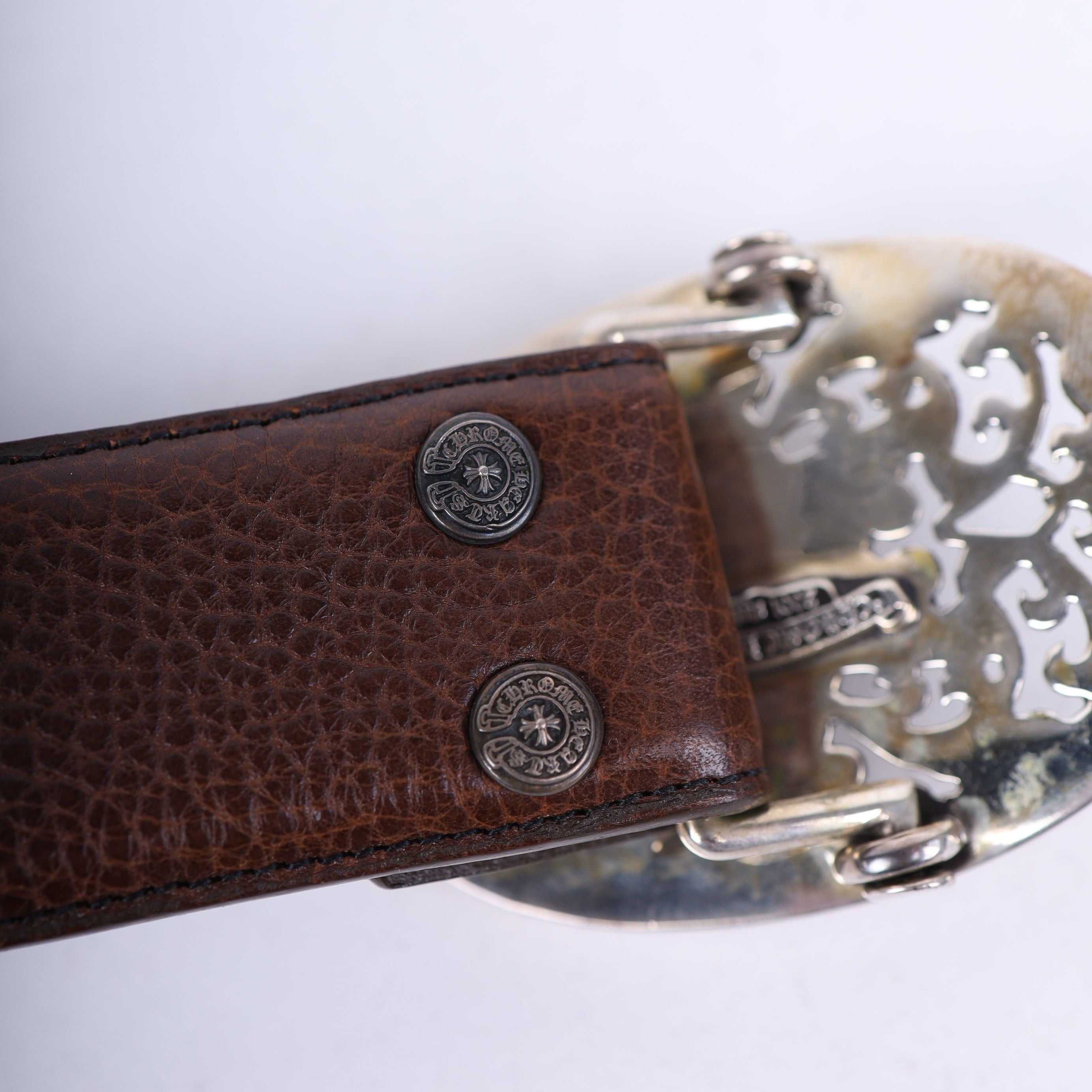 Chrome Hearts Chrome Hearts Star Oval Cross Brown Belt Size 38 - 7 Thumbnail