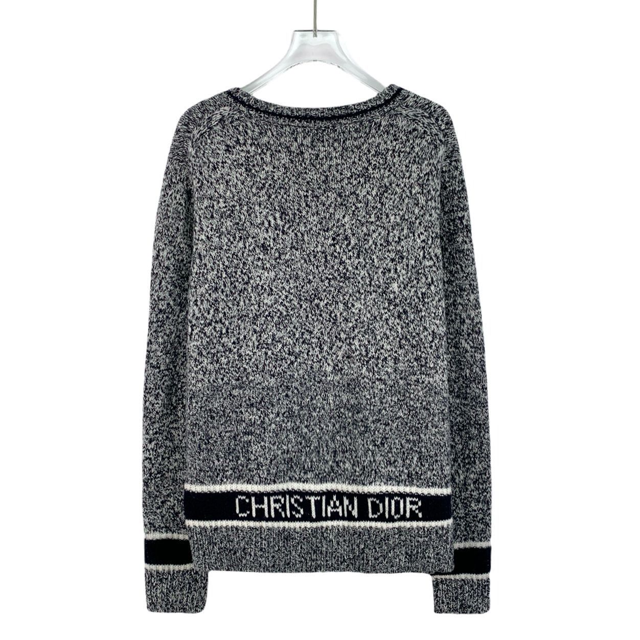 Dior CHRISTIAN DIOR Wool & Cashmere Marled V-Neck Sweater With Lo Size L / US 10 / IT 46 - 7 Thumbnail