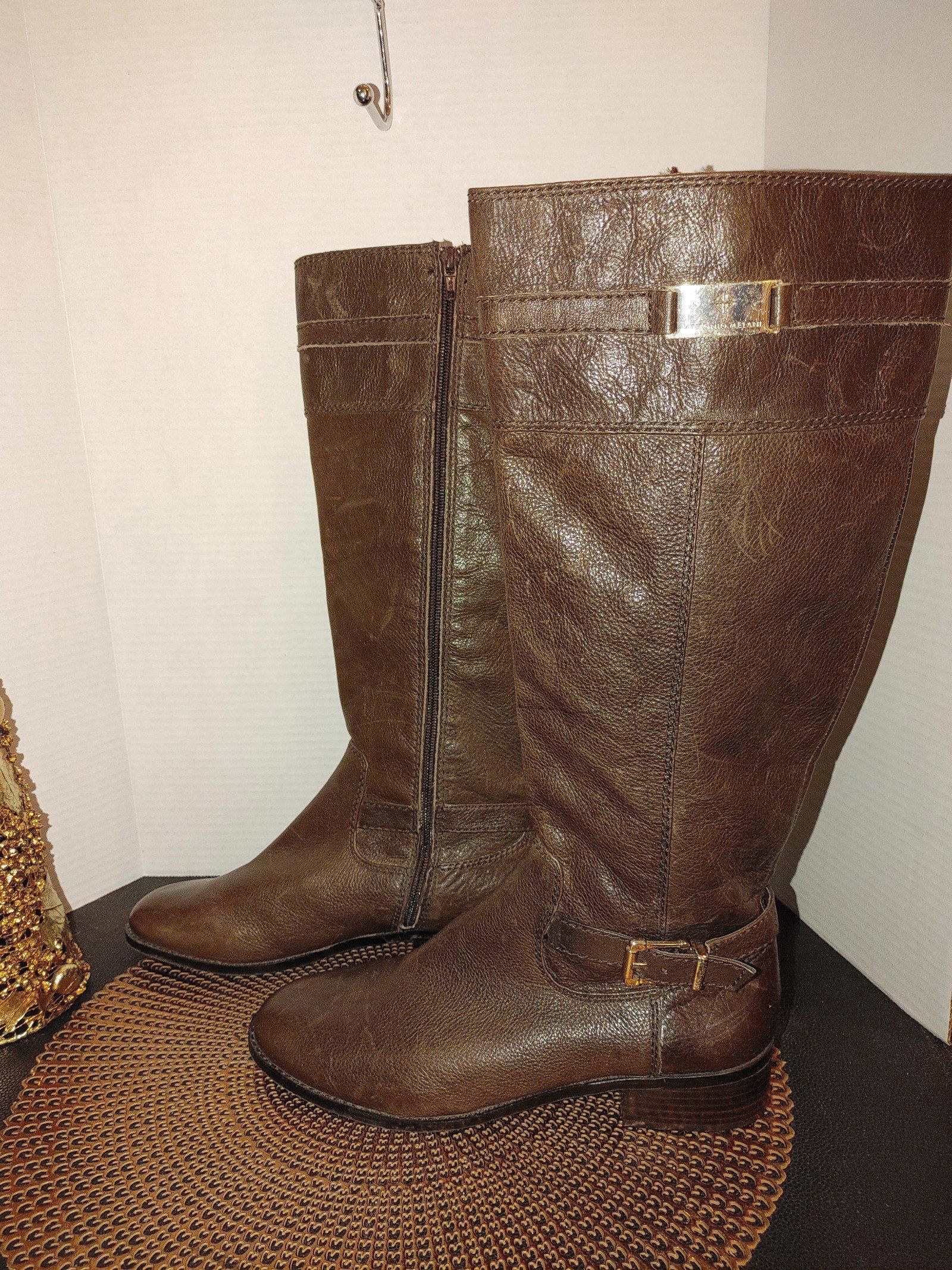 Designer Antonio Milani Leather Riding Boots Size 10M Size US 10 / IT 40 - 1 Thumbnail