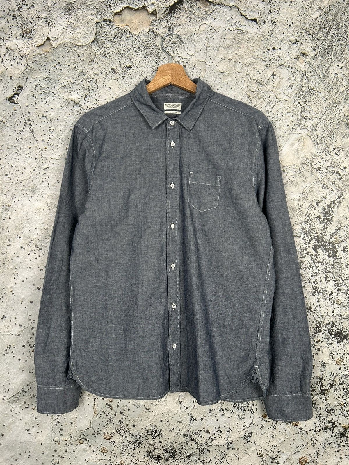 Allsaints Allsaints Grey Blue Denim Shirt Streetwear Designer Size US M / EU 48-50 / 2 - 1 Thumbnail
