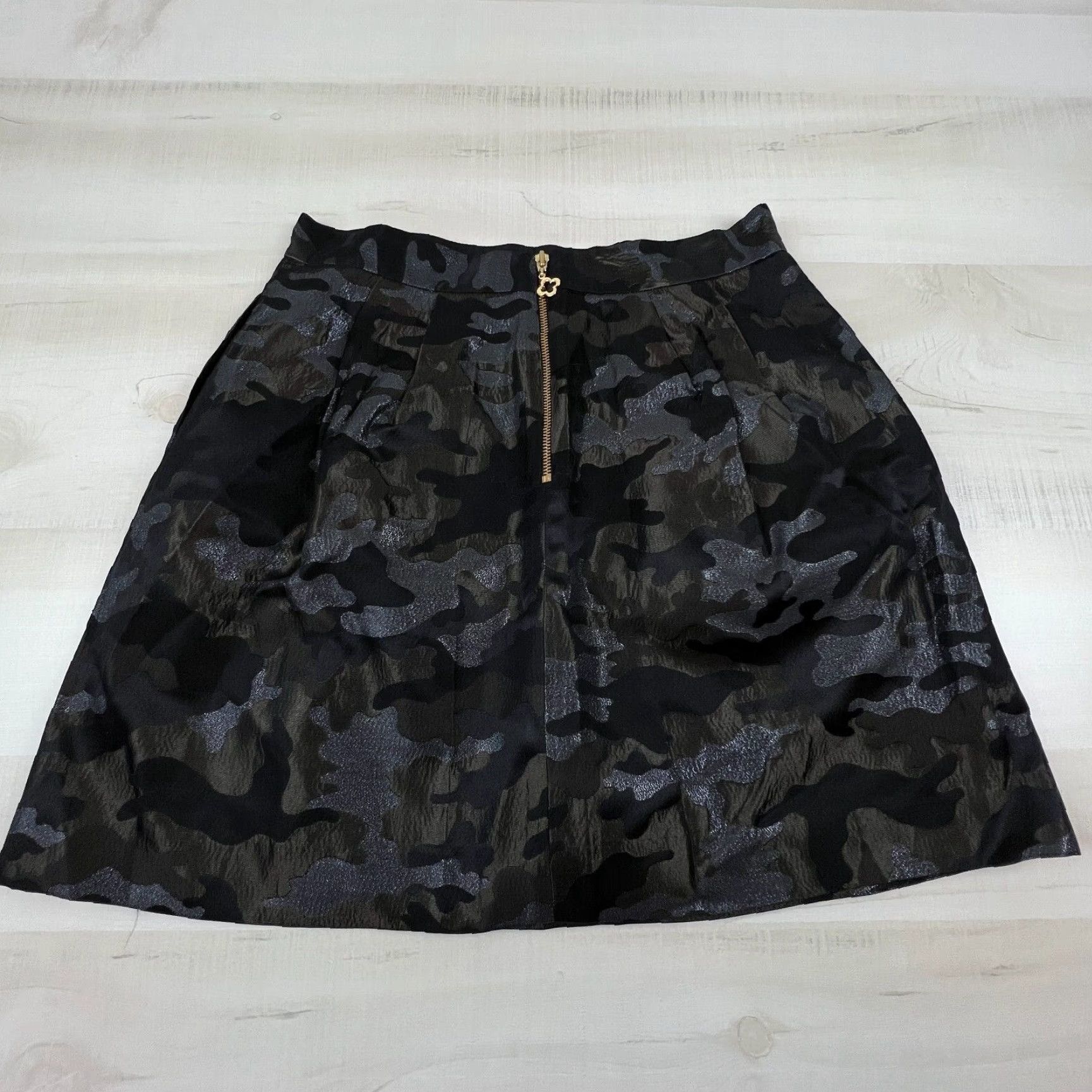 Pinko VINTAGE Pink Tartan Womens Mini Skirt Short 10 Camouflage Camo Metallic Black Gray Green Spring Fall Summer Women's Size 32" / US 10 / IT 46 - 6 Thumbnail