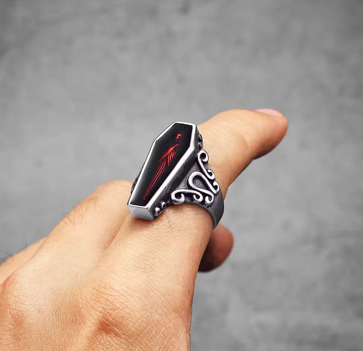 Japanese Brand Rare Retro Vintage Gothic Mummy Vampire Coffin Ring Size 9 Size ONE SIZE - 2 Thumbnail