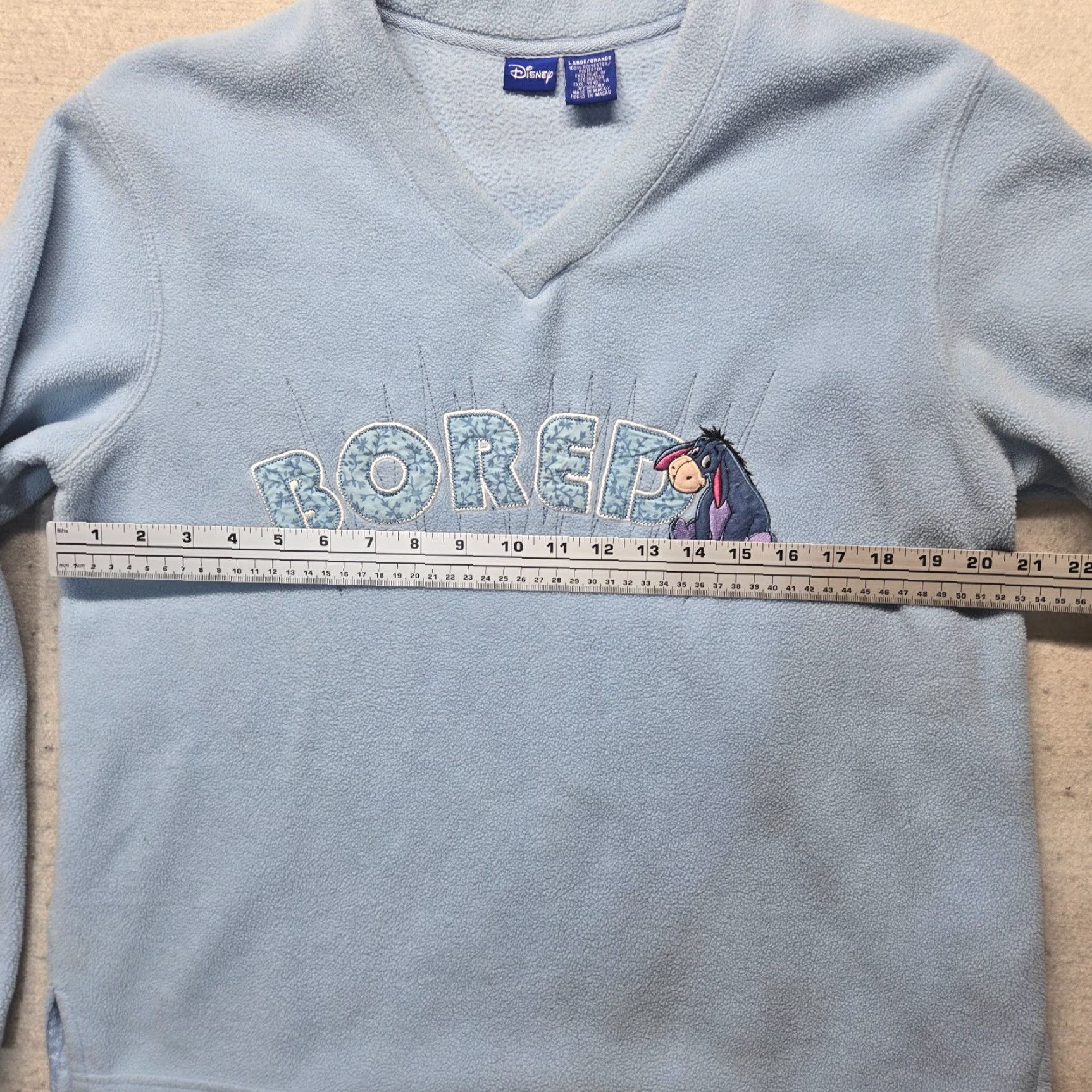 Disney VINTAGE Disney Sweatshirt Pullover Fleece Blue Eeyore Women's L V-Neck - Disney, Eeyore-Winnie The Pooh Size L / US 10 / IT 46 - 5 Thumbnail