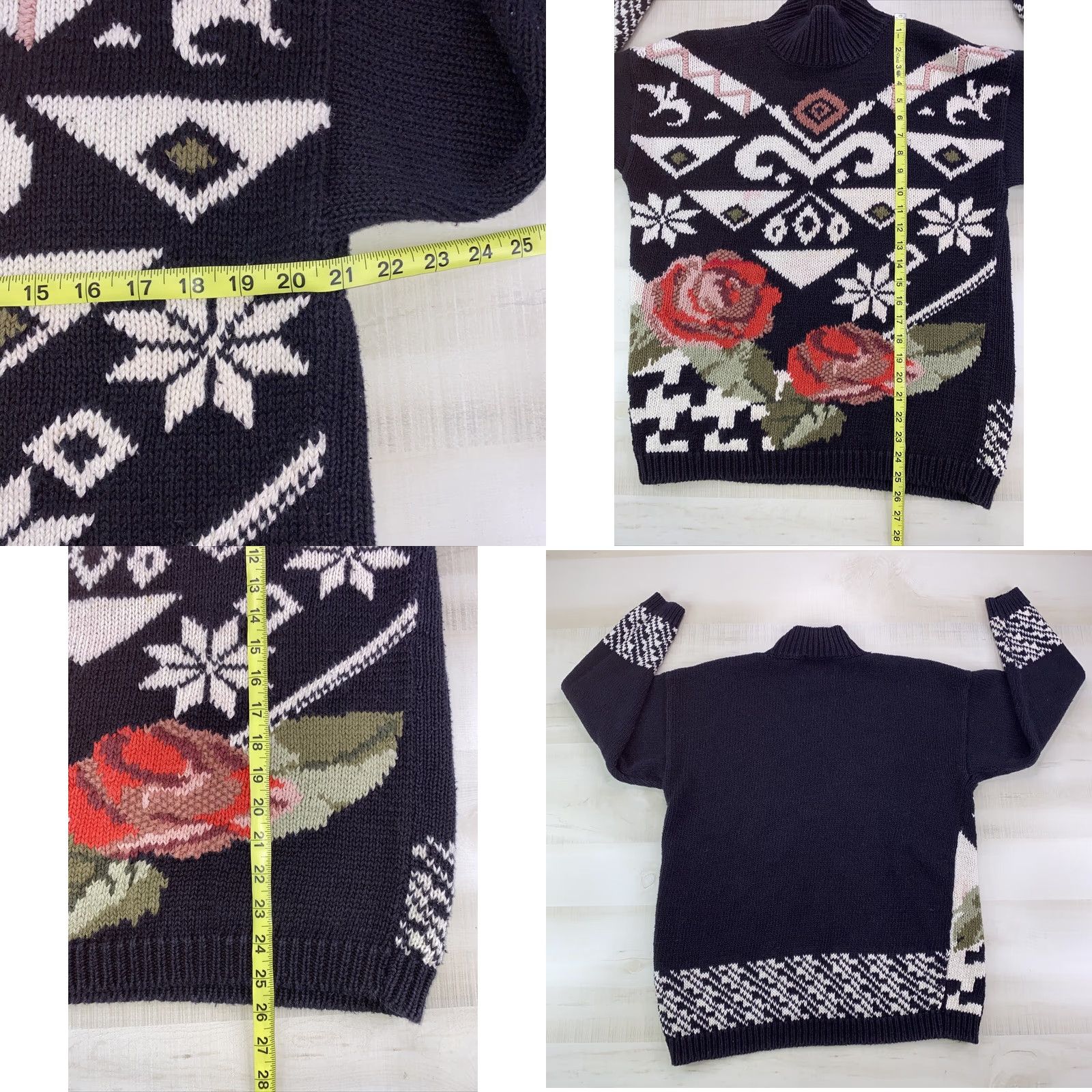 Vintage VINTAGE Heirloom Collectibles Floral Knit Navy Sweater-12129 Women L Mock Neck 90s Pullover Size L / US 10 / IT 46 - 8 Thumbnail