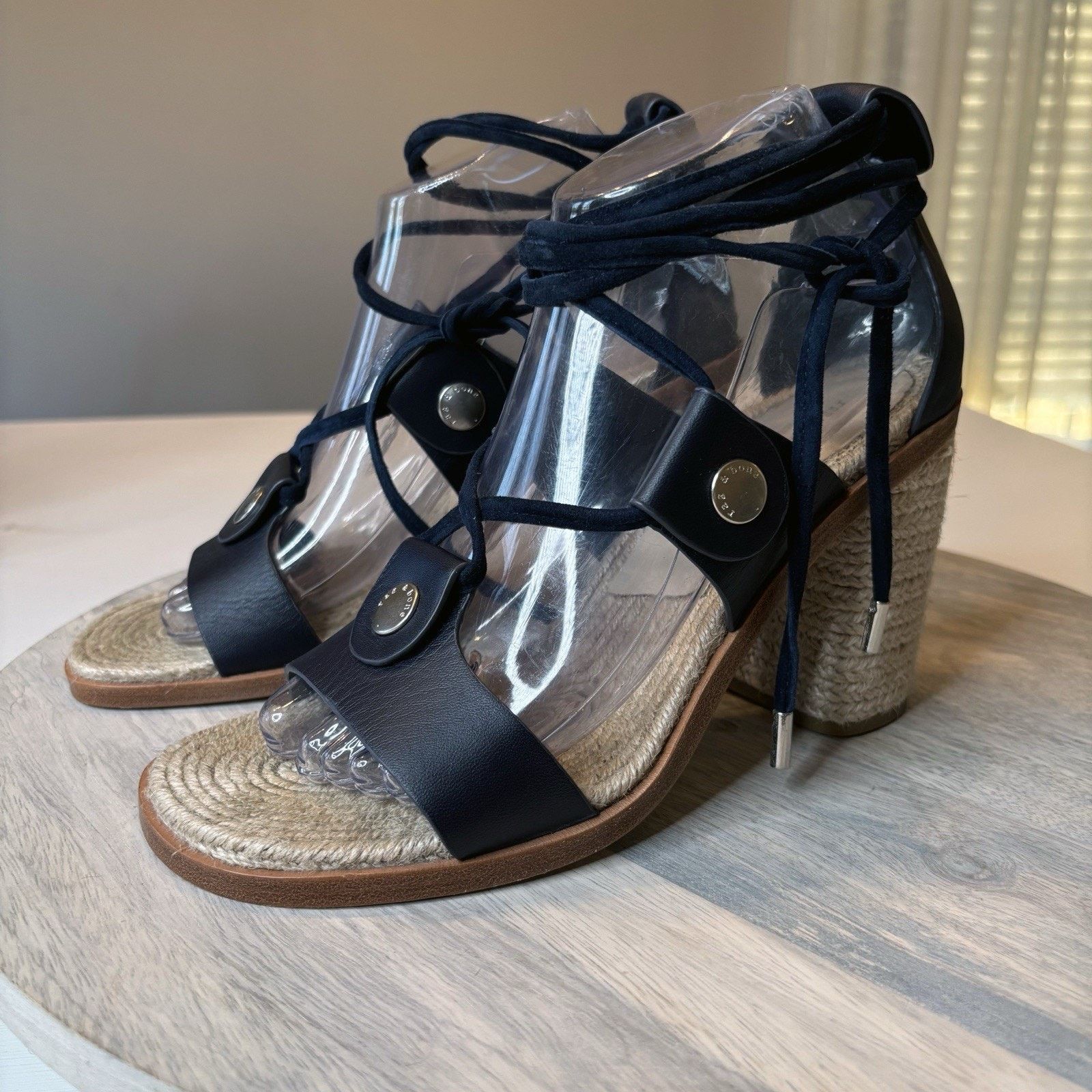 Rag & Bone Rag & Bone Women's Eden Navy Blue Lace-Up Heels Size 7 Size US 7 / IT 37 - 2 Thumbnail