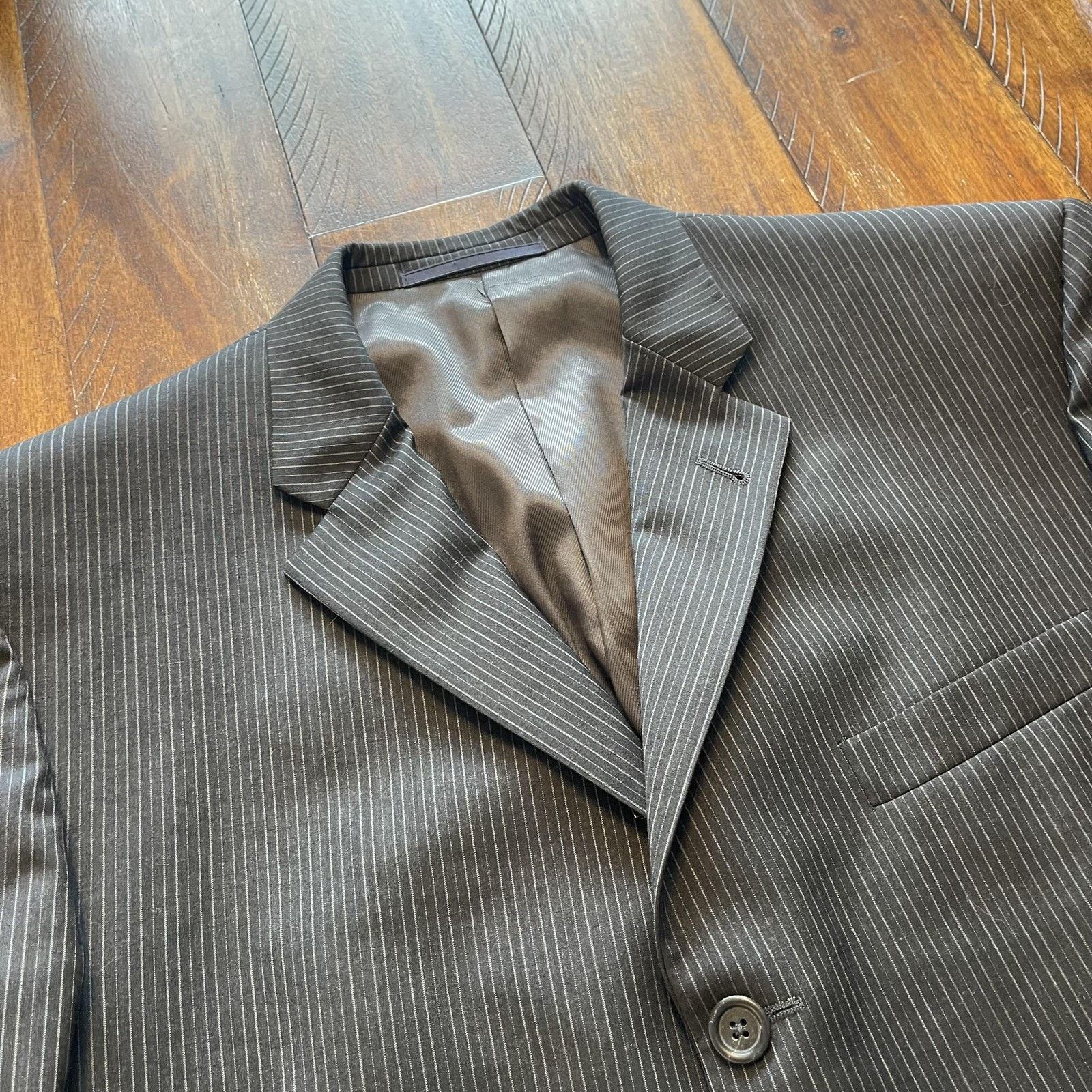 Burberry Vtg Burberry Sport Coat 44R Pinstripe Wool 3 Button Blazer Size 44R - 7 Thumbnail