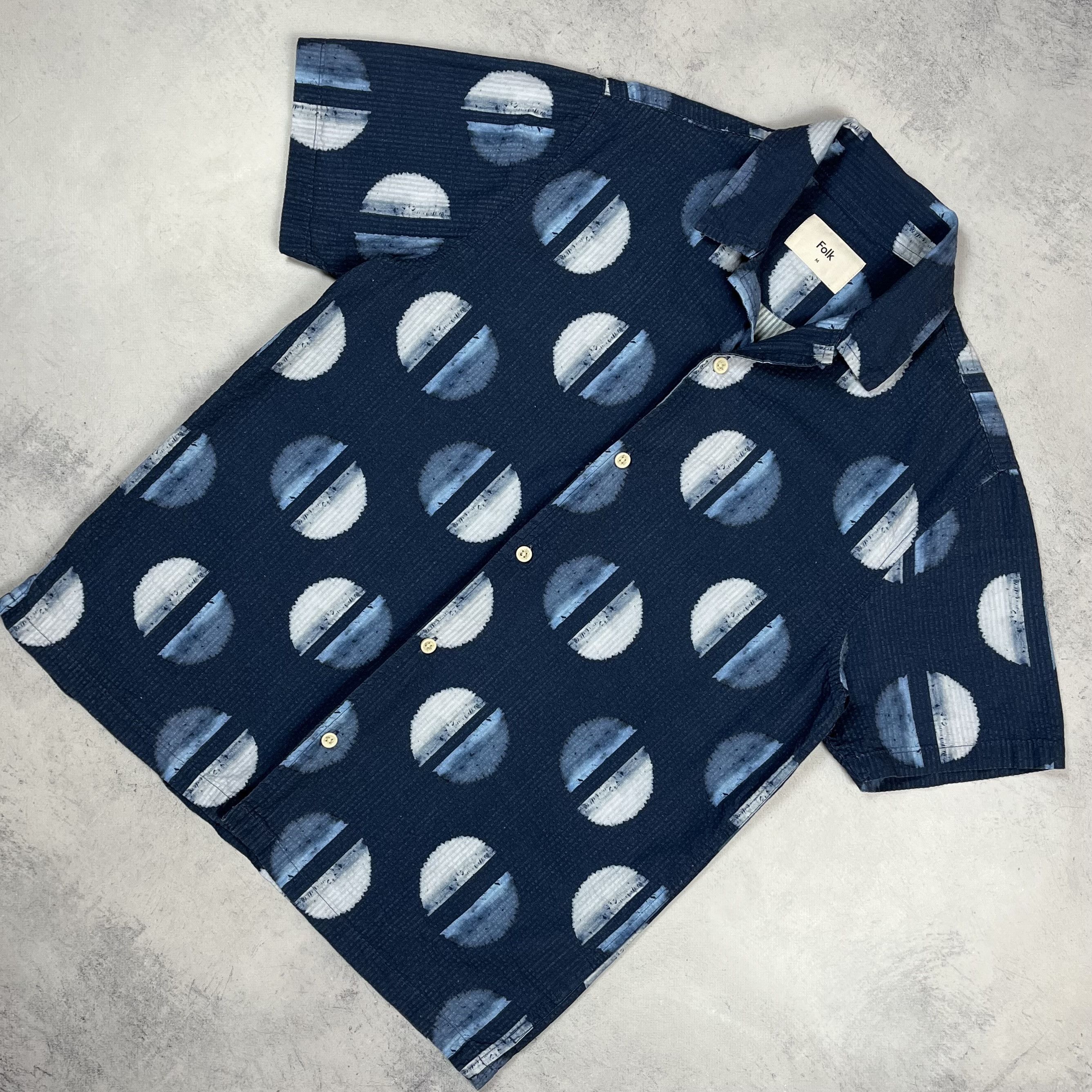 Folk Geometric Pattern Button Up Short Sleeve Shirt