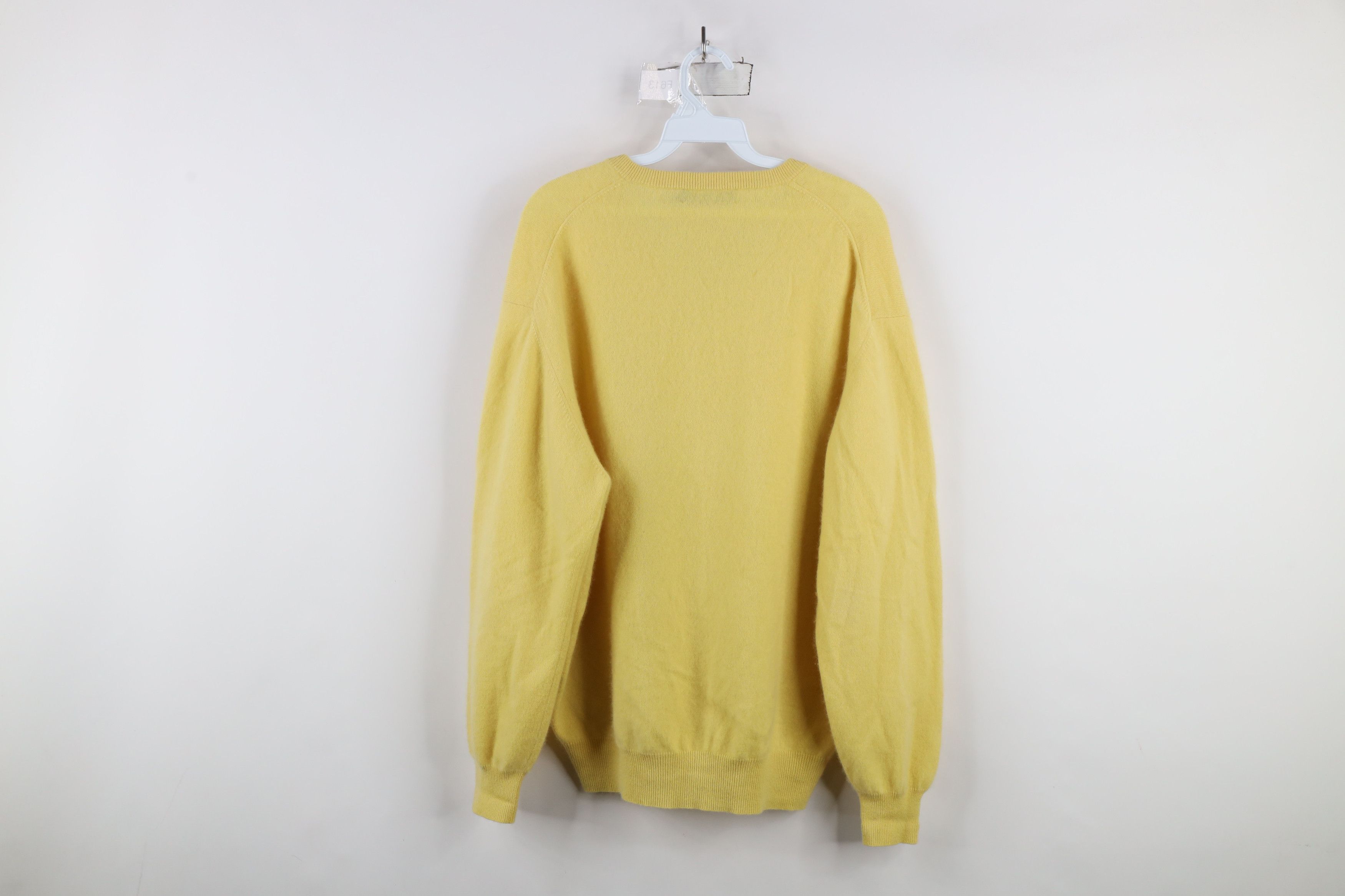 Vintage Vintage 90s Streetwear Cashmere Knit V-Neck Sweater Yellow Size US M / EU 48-50 / 2 - 9 Thumbnail