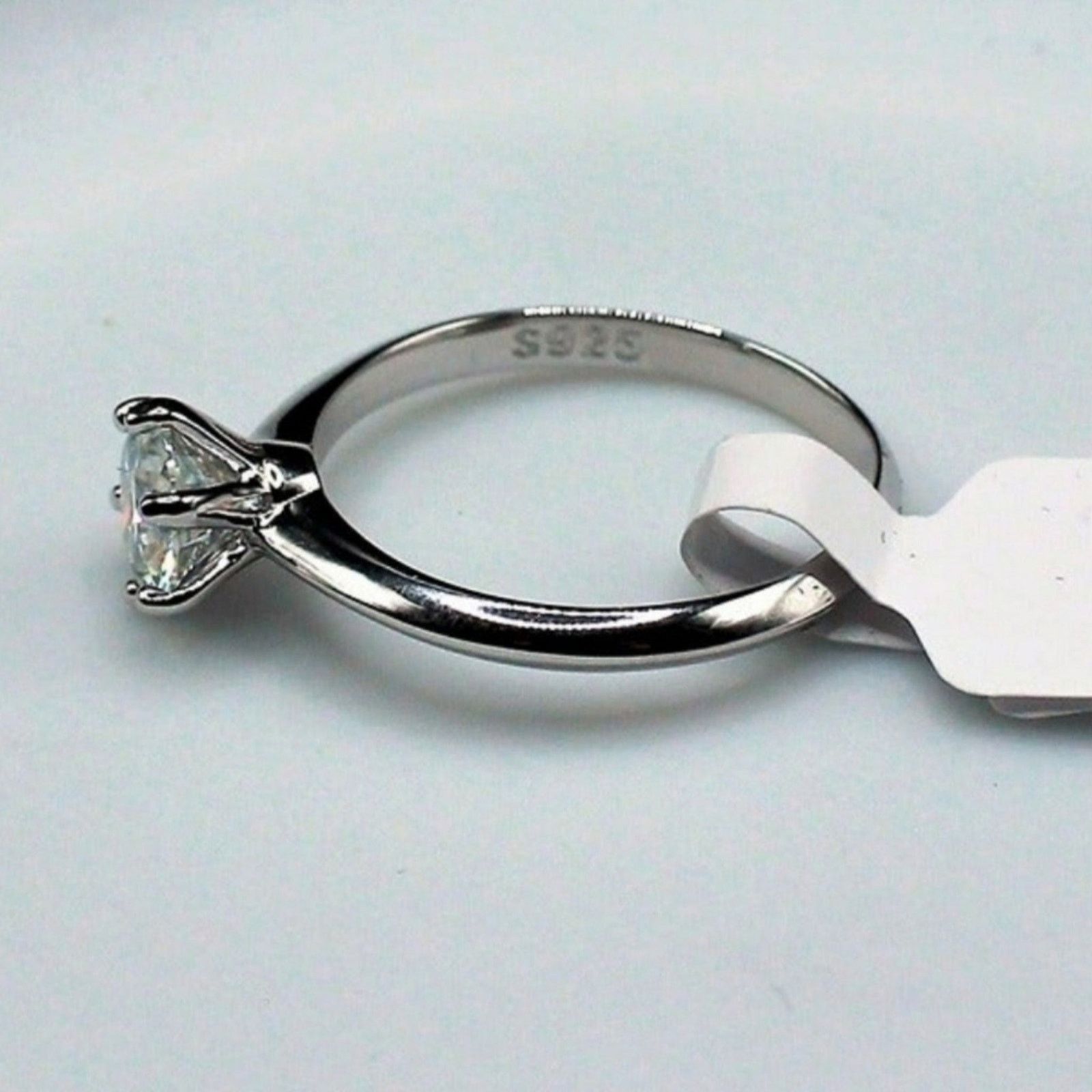 Other Round Cut Ring Knife Edge Solitaire Silver 9 NWT Size ONE SIZE - 5 Thumbnail