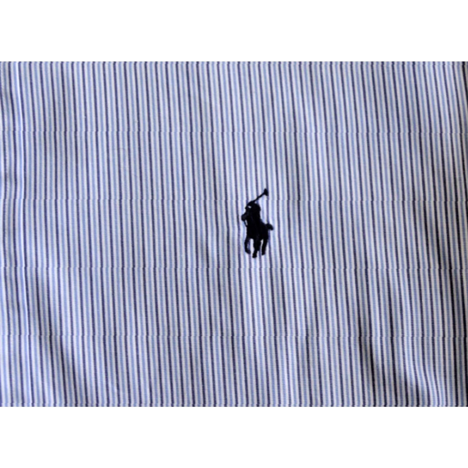 Polo Ralph Lauren VINTAGE Polo Ralph Lauren Dress Shirt Blue Stripe Cotton 16 32/33 L/S Andrew Button-Down Collar Mens Shirt Classic Fit Size 42R - 3 Thumbnail