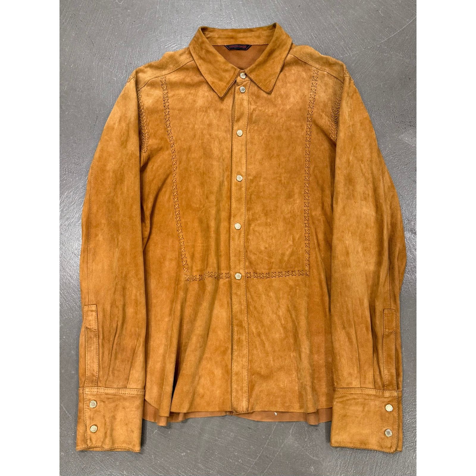 Roberto Cavalli 2003 Roberto Cavalli western suede leather shirt Size L / US 10 / IT 46 - 1 Thumbnail