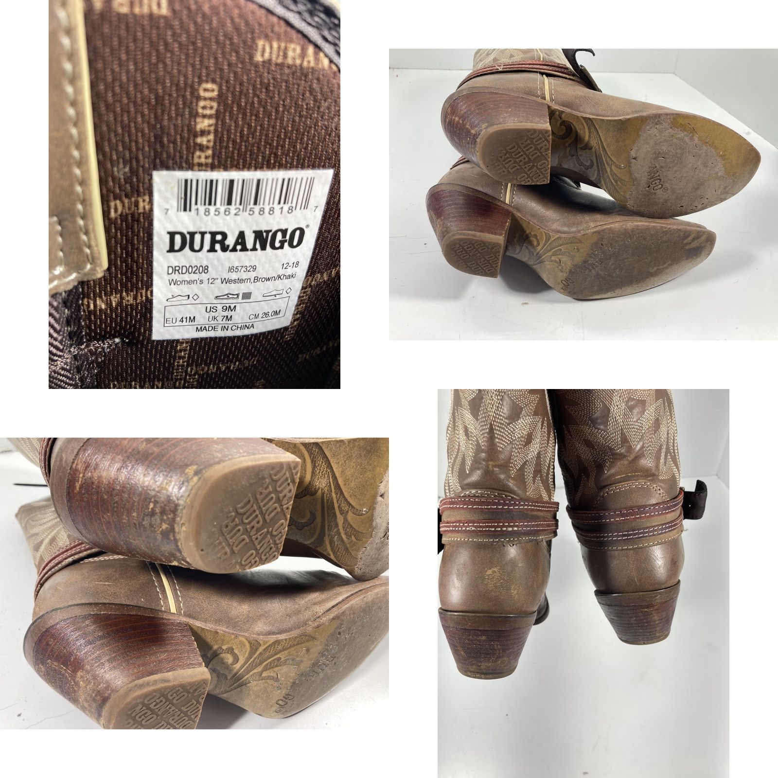 Durango VINTAGE Durango Crush Boots Western Style Women US Flag Brown Leather 9 M Snip Toe DRD0208 Size US 9 / IT 39 - 9 Thumbnail