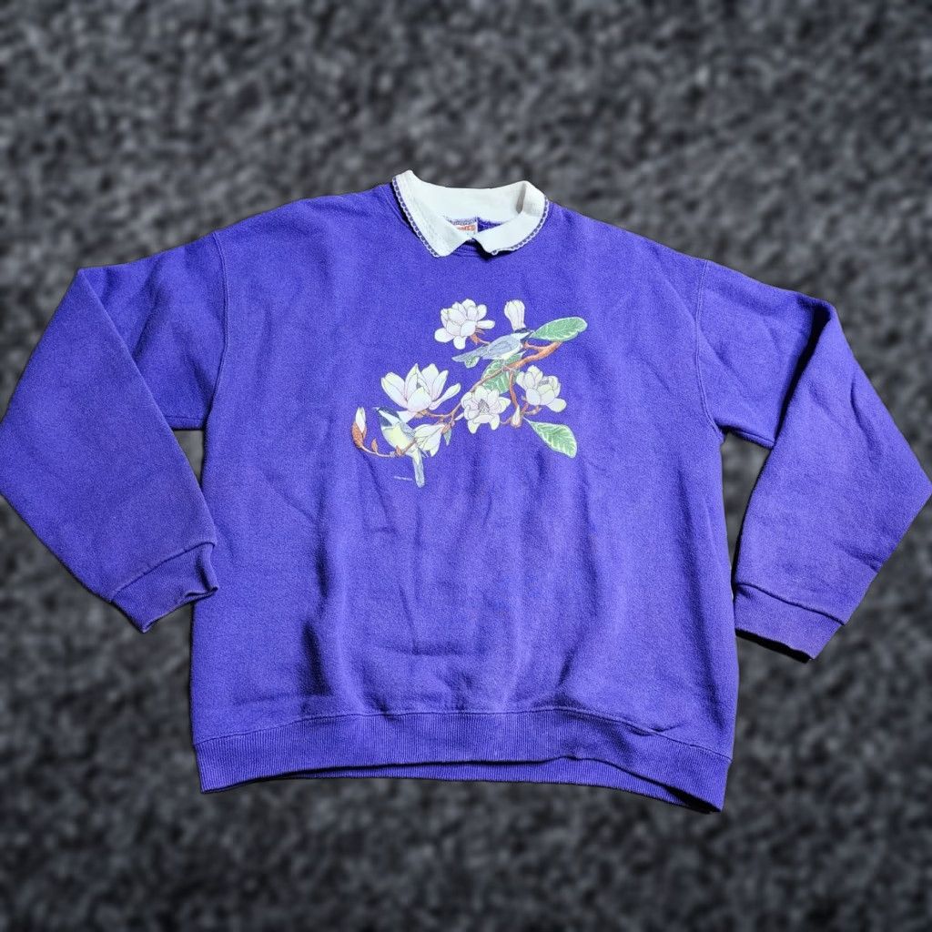 Nutmeg VINTAGE Nutmeg Sweatshirt Shirt Collared Pullover Long Sleeve Graphic Print 90s Purple Mens L Size US L / EU 52-54 / 3 - 1 Thumbnail