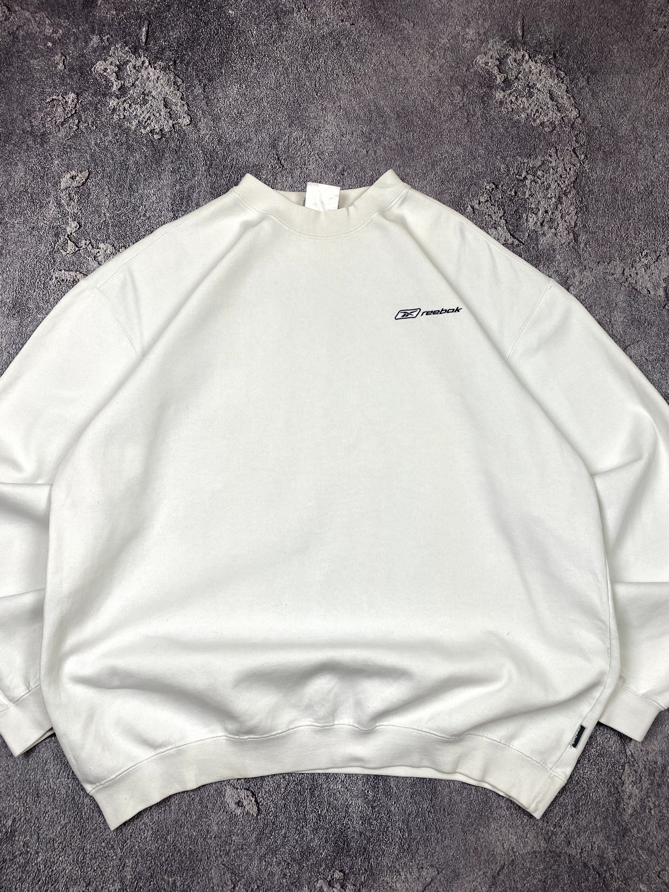 Reebok × Vintage VTG 00s Reebok Boxy Fit White Mini Logo Sweatshirt Retro Y2K Size US L / EU 52-54 / 3 - 3 Thumbnail