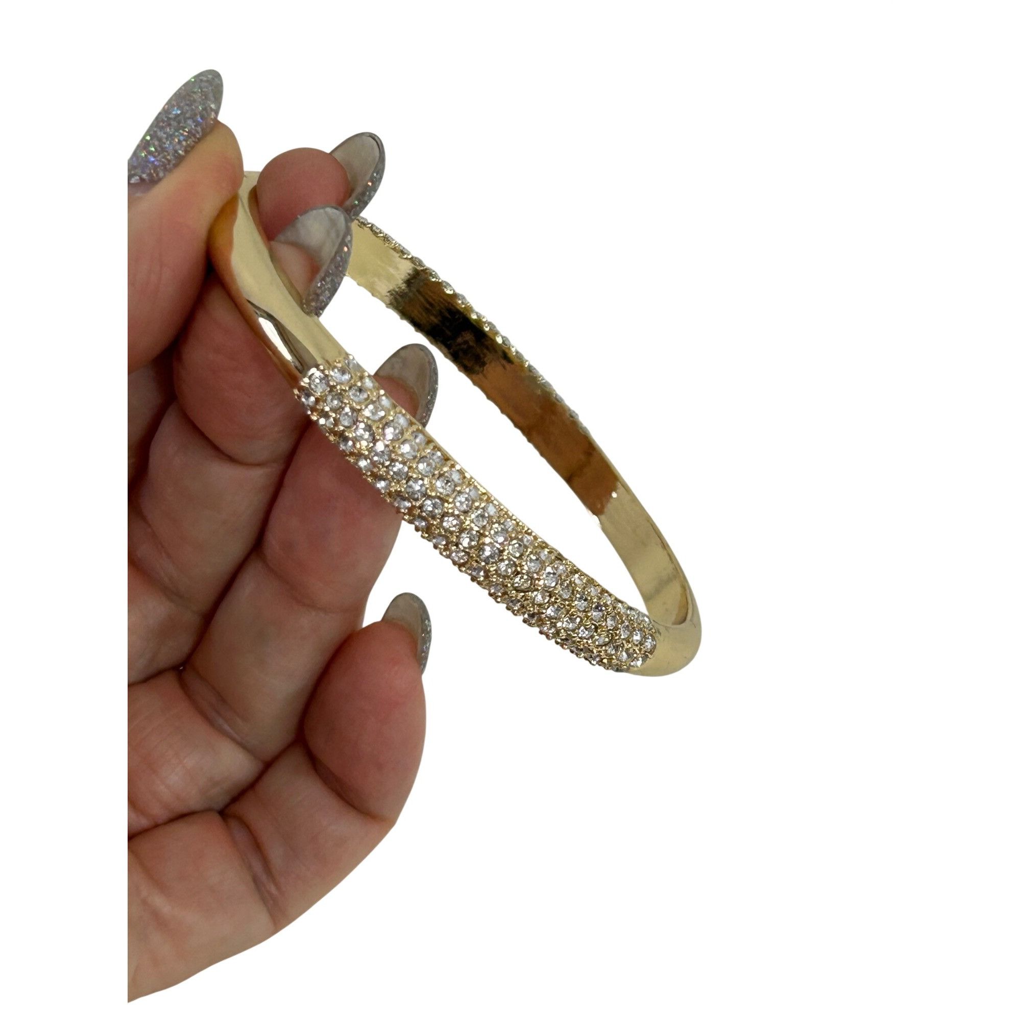 Other Women’s Fashion Bracelet Shiny Yellow Gold Tone Pave Faux Di Size ONE SIZE - 17 Thumbnail