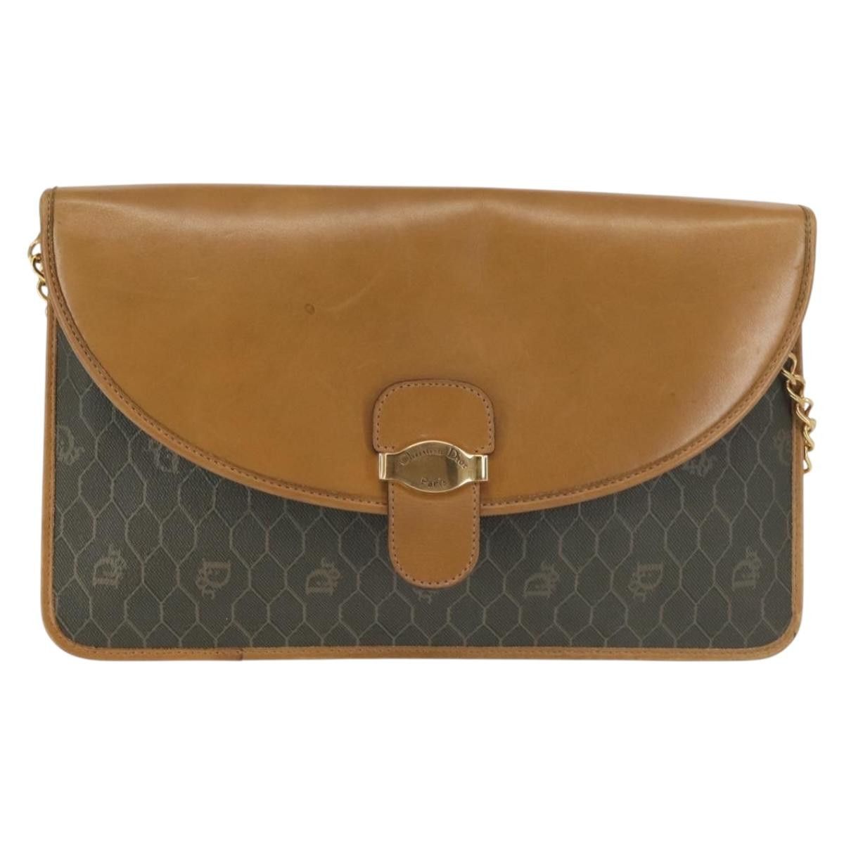 Dior DIOR Honeycomb Canvas Chain Shoulder Bag Pvc Brown Gold Size ONE SIZE - 2 Thumbnail