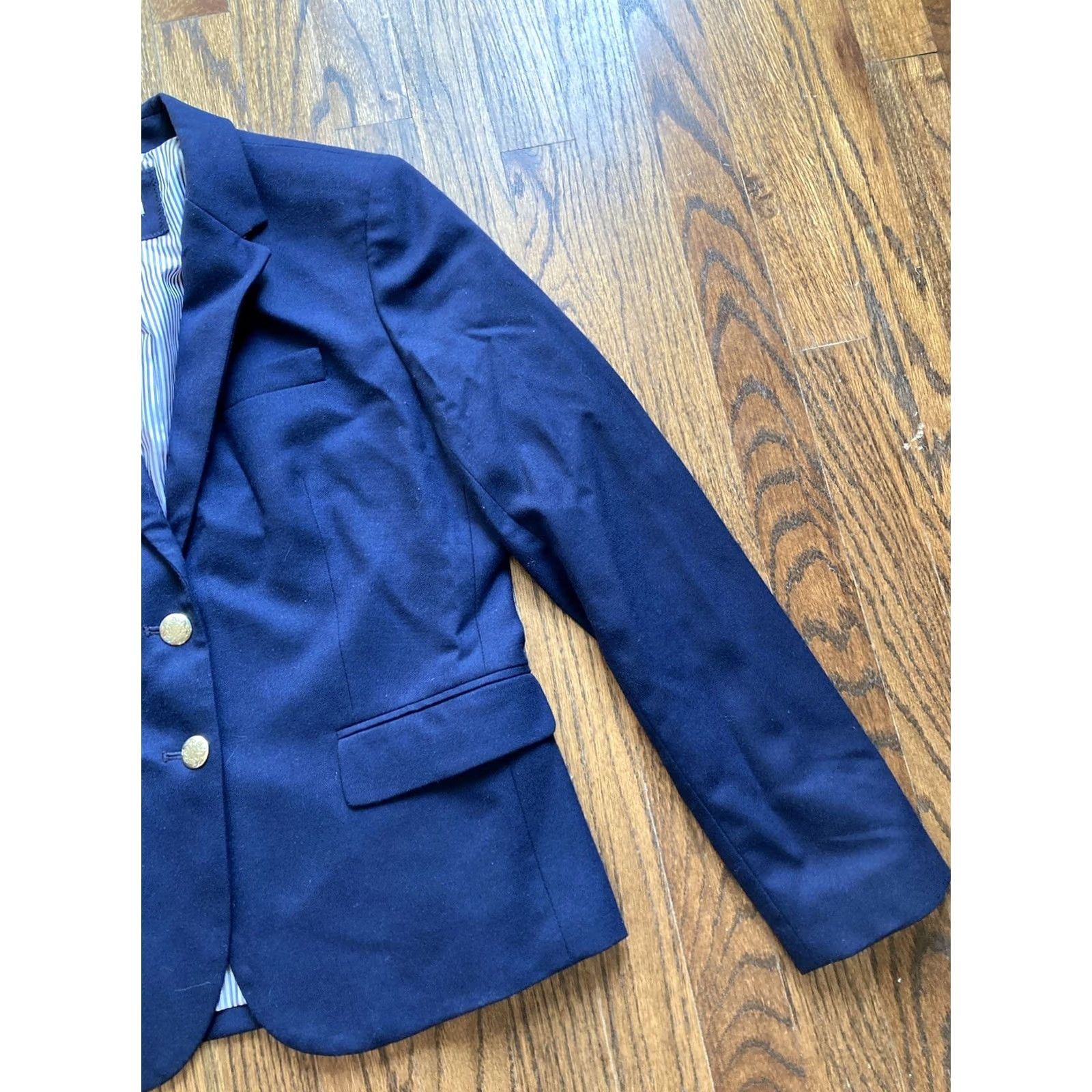 J.Crew J. Crew Blazer Women Size 4 Wool Blend Navy Blue Gold Button Jacket Size S / US 4 / IT 40 - 3 Thumbnail