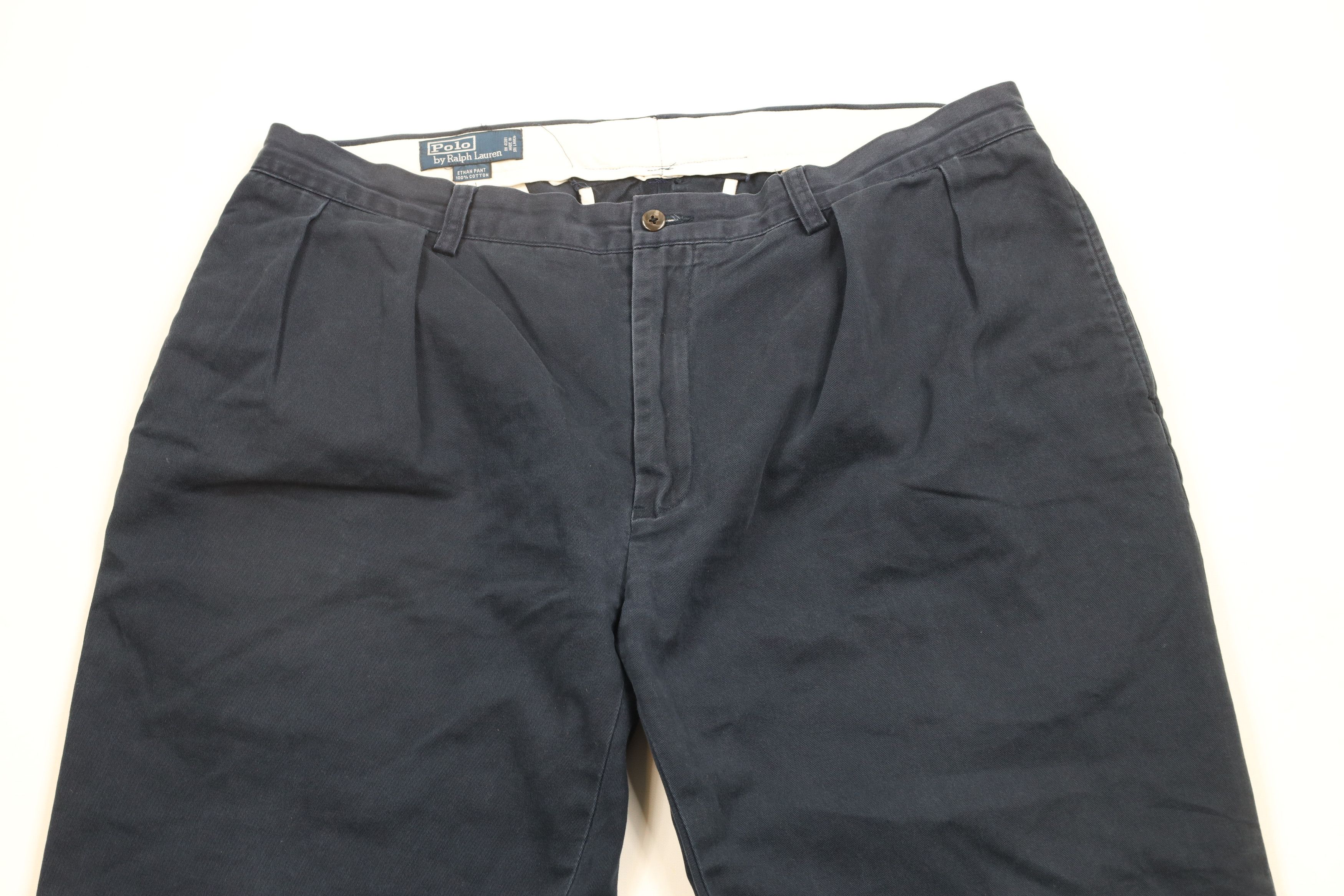 Ralph Lauren × Vintage Vintage 90s Ralph Lauren Wide Leg Chino Pants Navy Blue Size US 38 / EU 54 - 2 Thumbnail