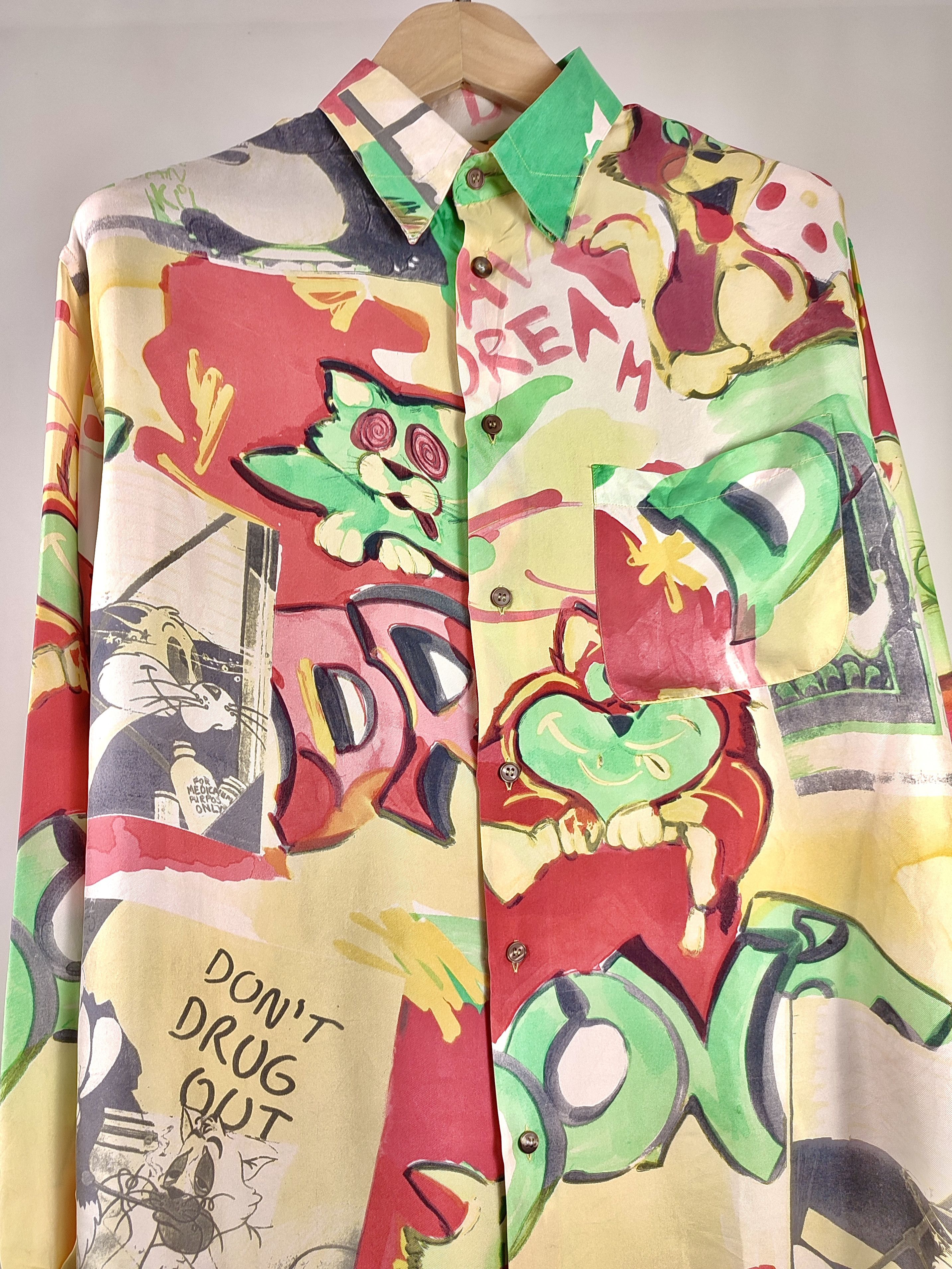 Iceberg 1992 Iceberg Silk Don’t Drug Out LSD Full Print Shirt 90s Size US L / EU 52-54 / 3 - 11 Thumbnail