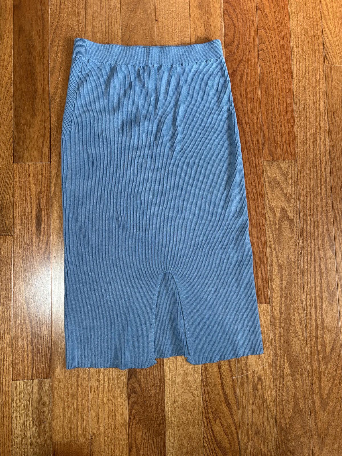 Other High waisted Whimsy Boho Fairy Blue Ribbed Knit Midi Skirt. Size 36" / US 14 / IT 50 - 3 Thumbnail