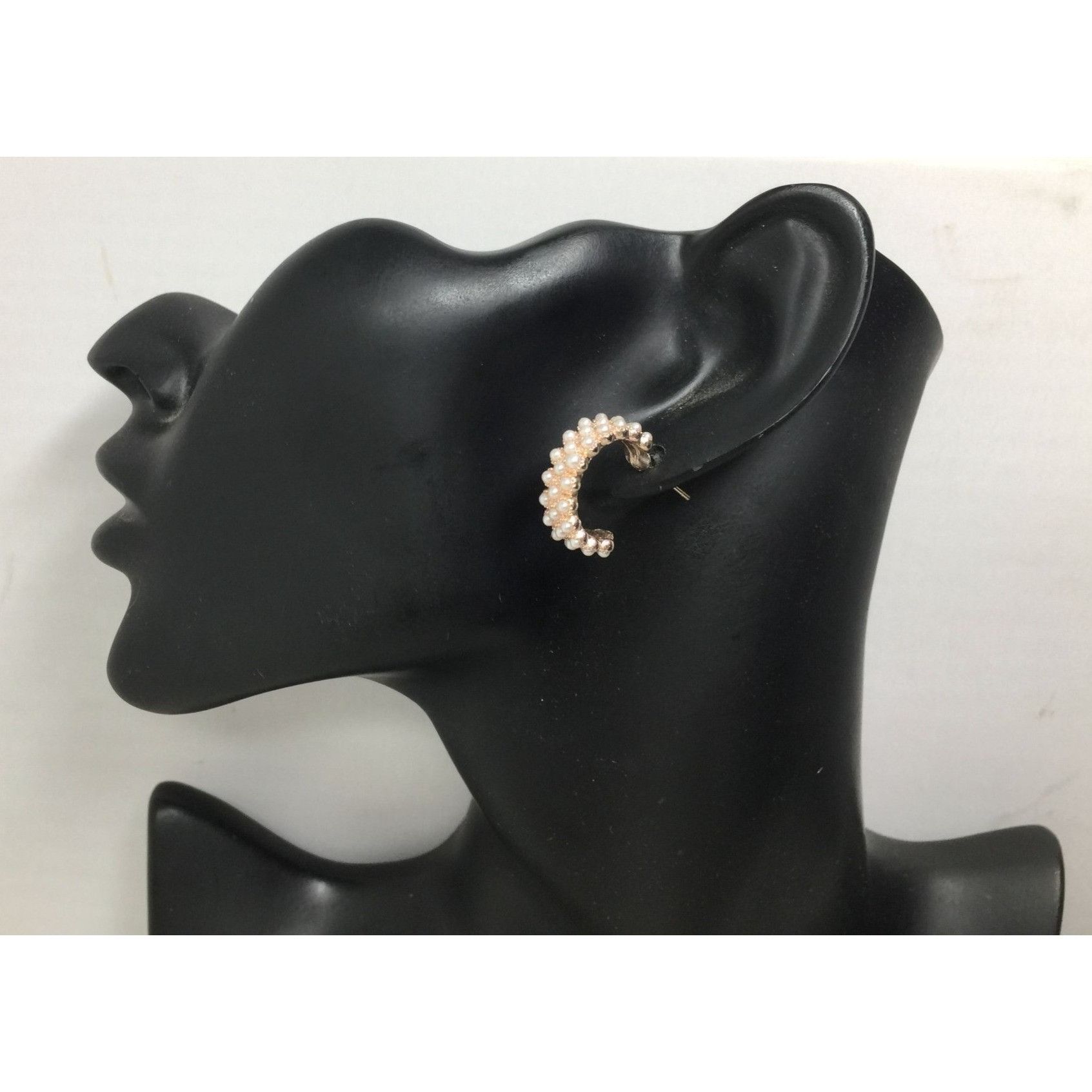 Other Women's Rose Gold Hoop Earrings with White Faux Pearl/Beads Size ONE SIZE - 1 Thumbnail