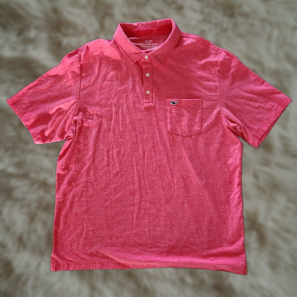 Vineyard Vines Vineyard Vines Edgartown Polo Shirt Mens Large Red Coral Stripe Golf Whale Size US L / EU 52-54 / 3 - 1 Thumbnail