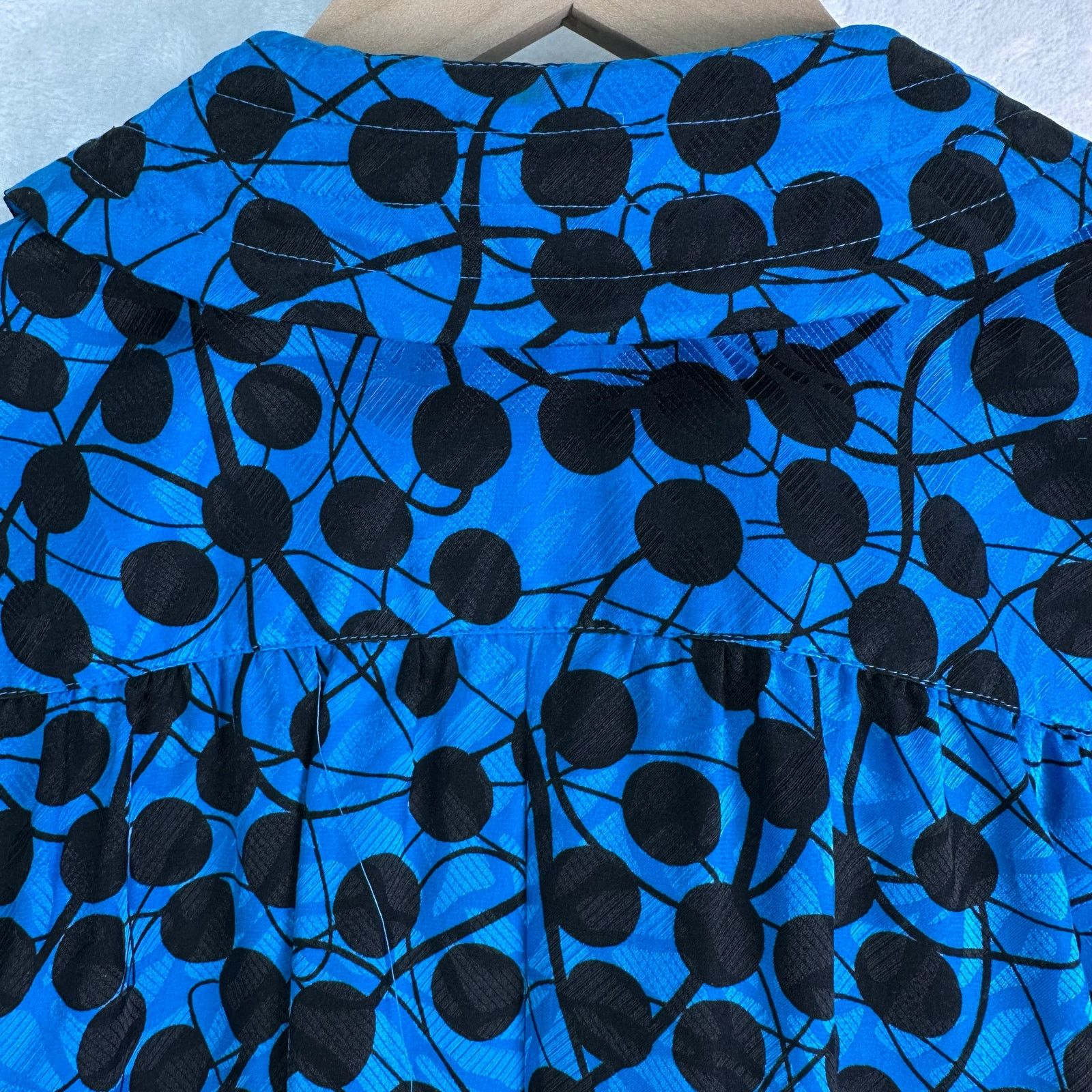 Adrianna Papell VTG Adrianna Papell Silk ButtonUp Blouse Polka Dot Blue Sz 8 Size M / US 6-8 / IT 42-44 - 11 Thumbnail